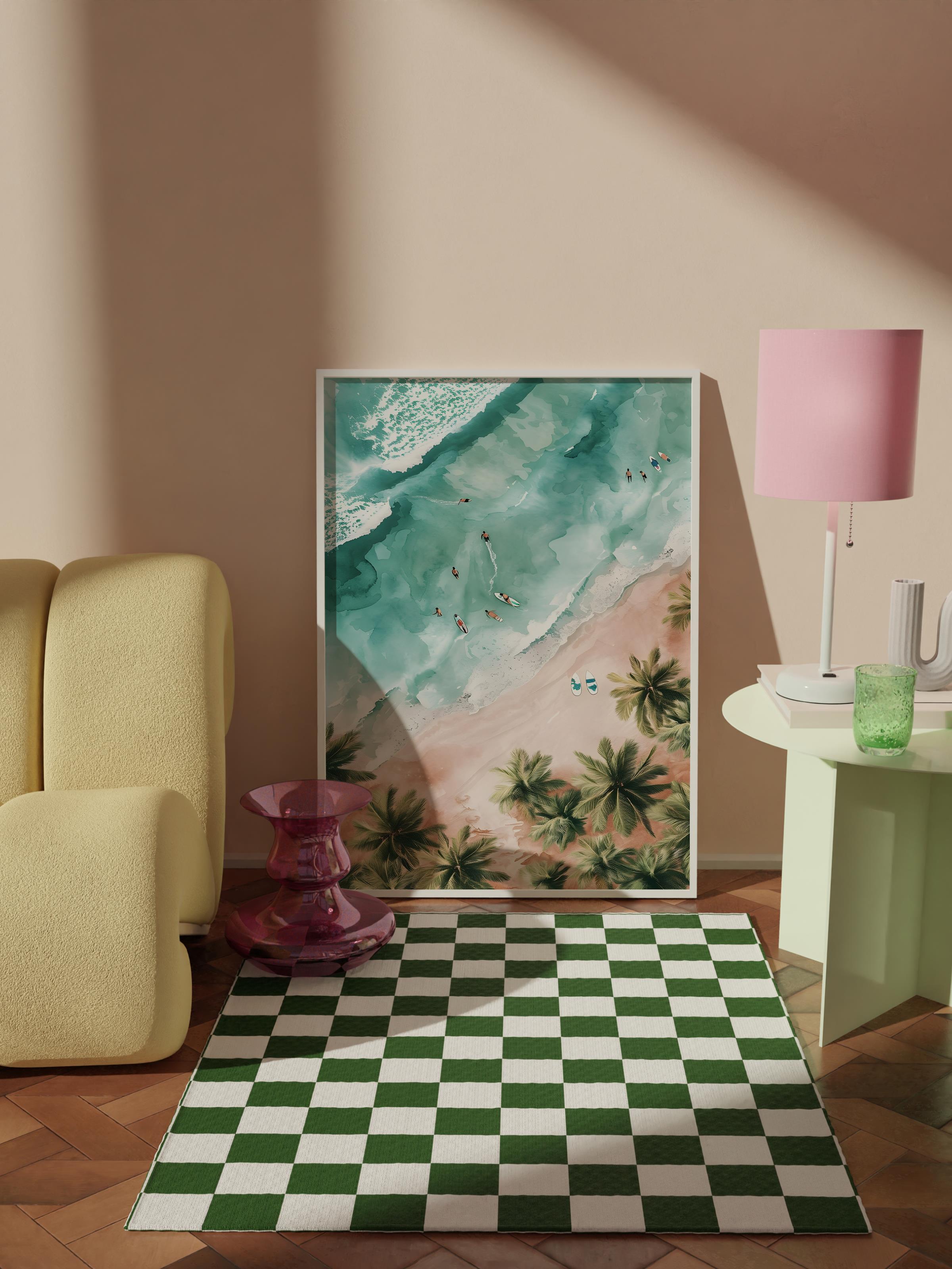 Çerçevesiz Poster Tablo, Duvar Posteri, Kağıt Poster, Tropik Adada İzler , Maximalist No:153