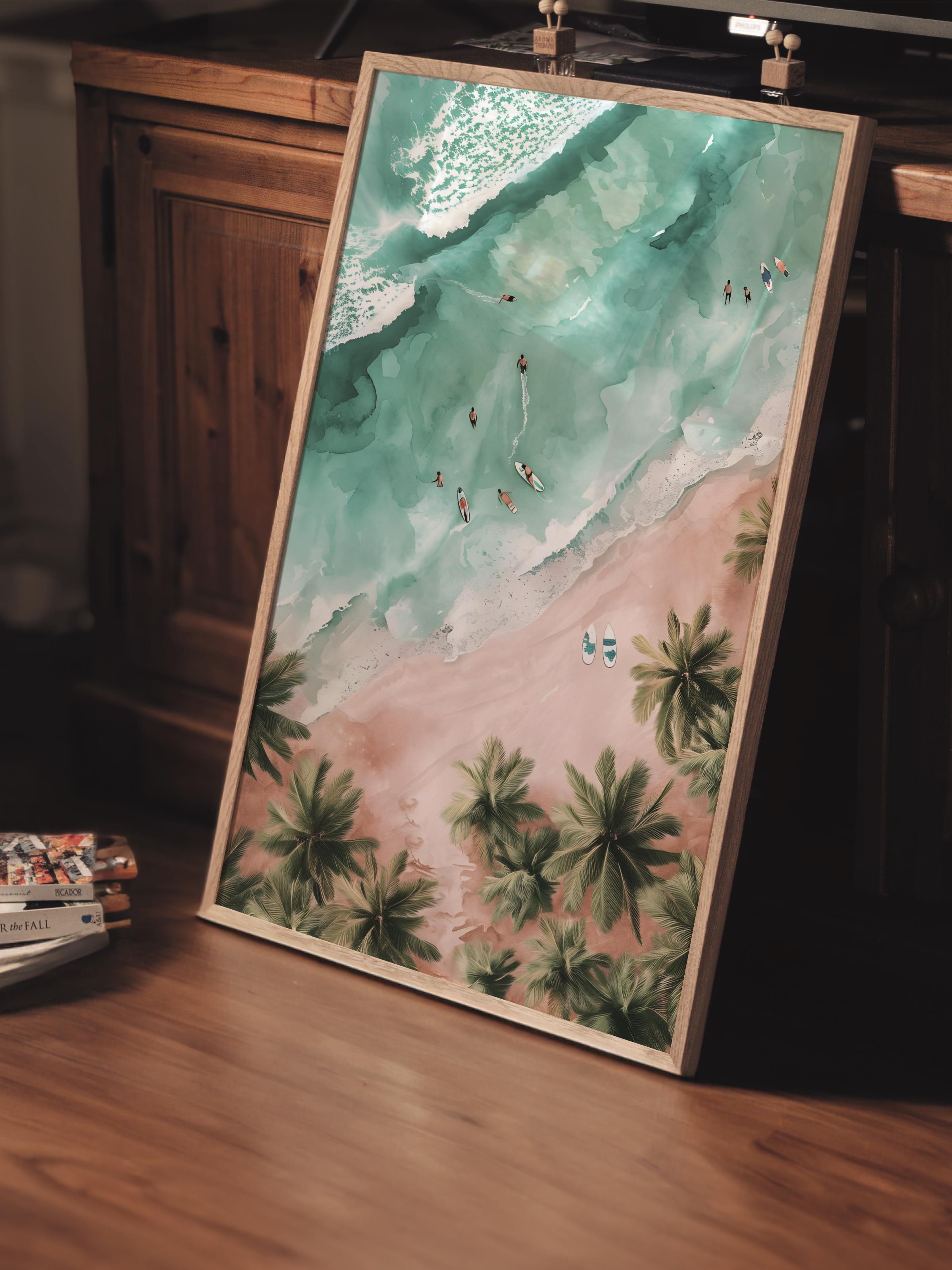 Çerçevesiz Poster Tablo, Duvar Posteri, Kağıt Poster, Tropik Adada İzler , Maximalist No:153