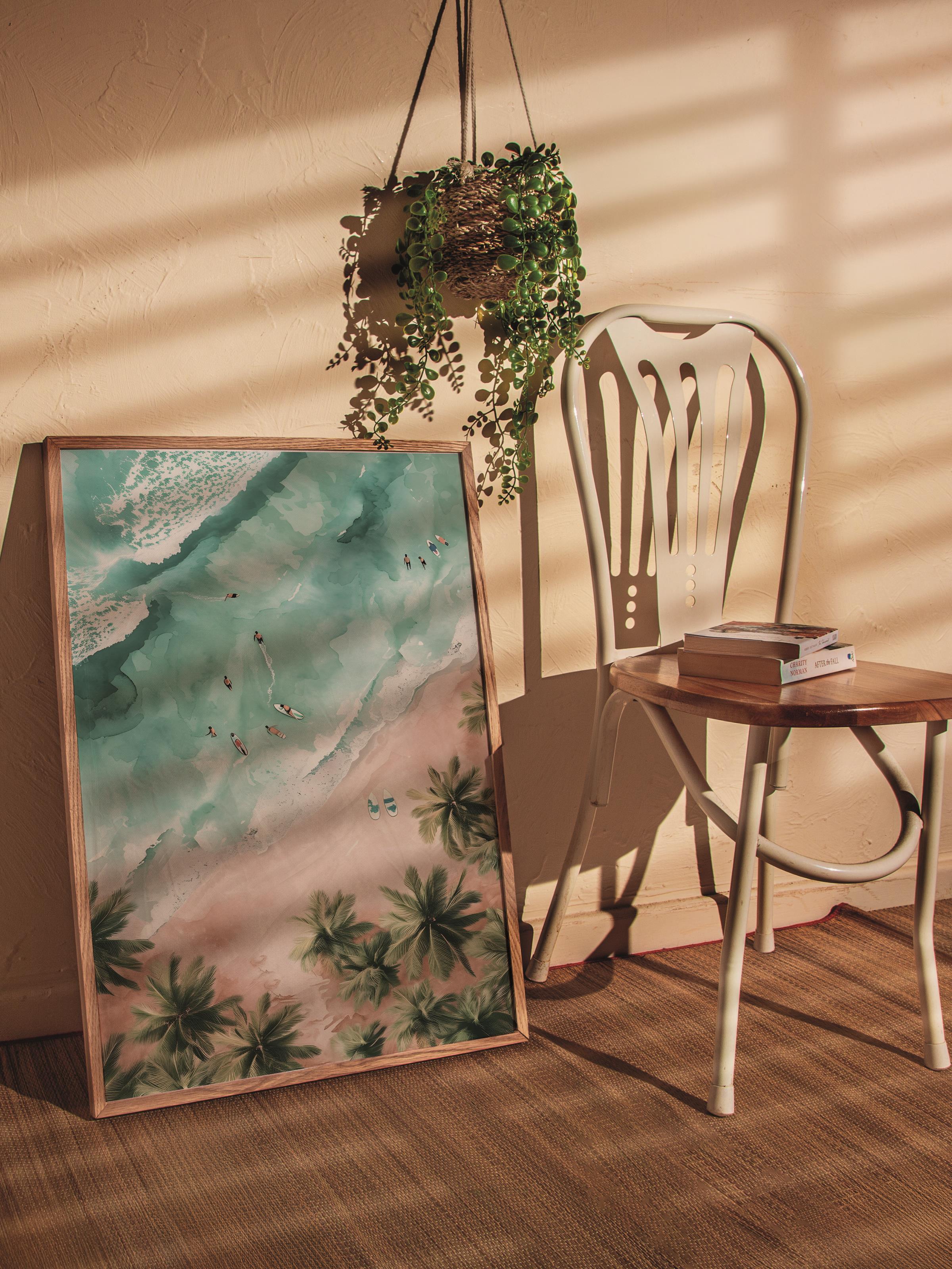 Çerçevesiz Poster Tablo, Duvar Posteri, Kağıt Poster, Tropik Adada İzler , Maximalist No:153