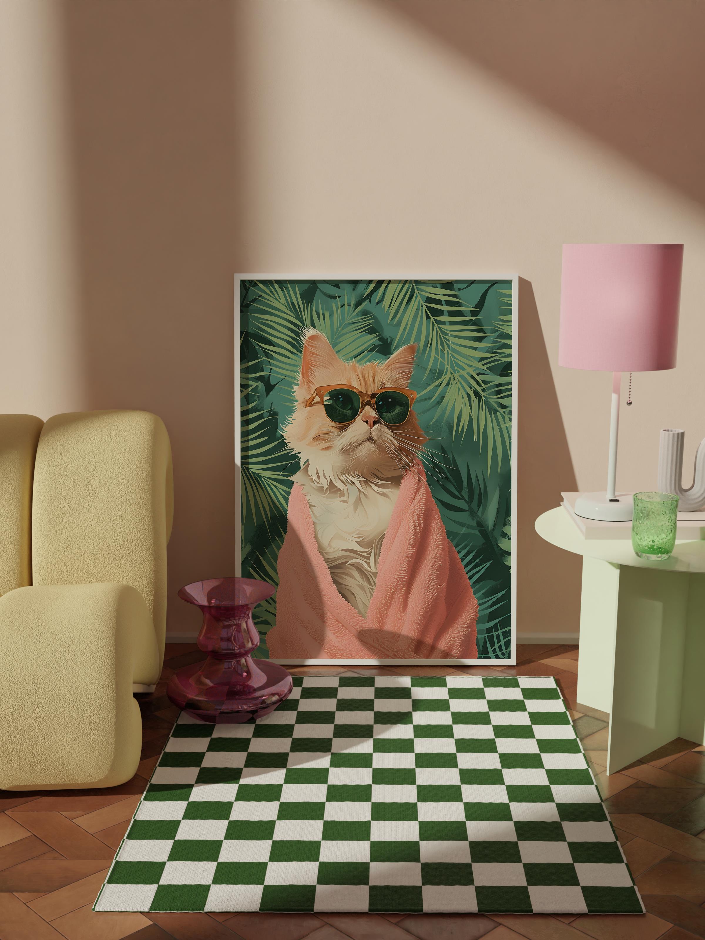 Çerçevesiz Poster Tablo, Duvar Posteri, Kağıt Poster, Palmiye Altında Elegans , Maximalist No:134