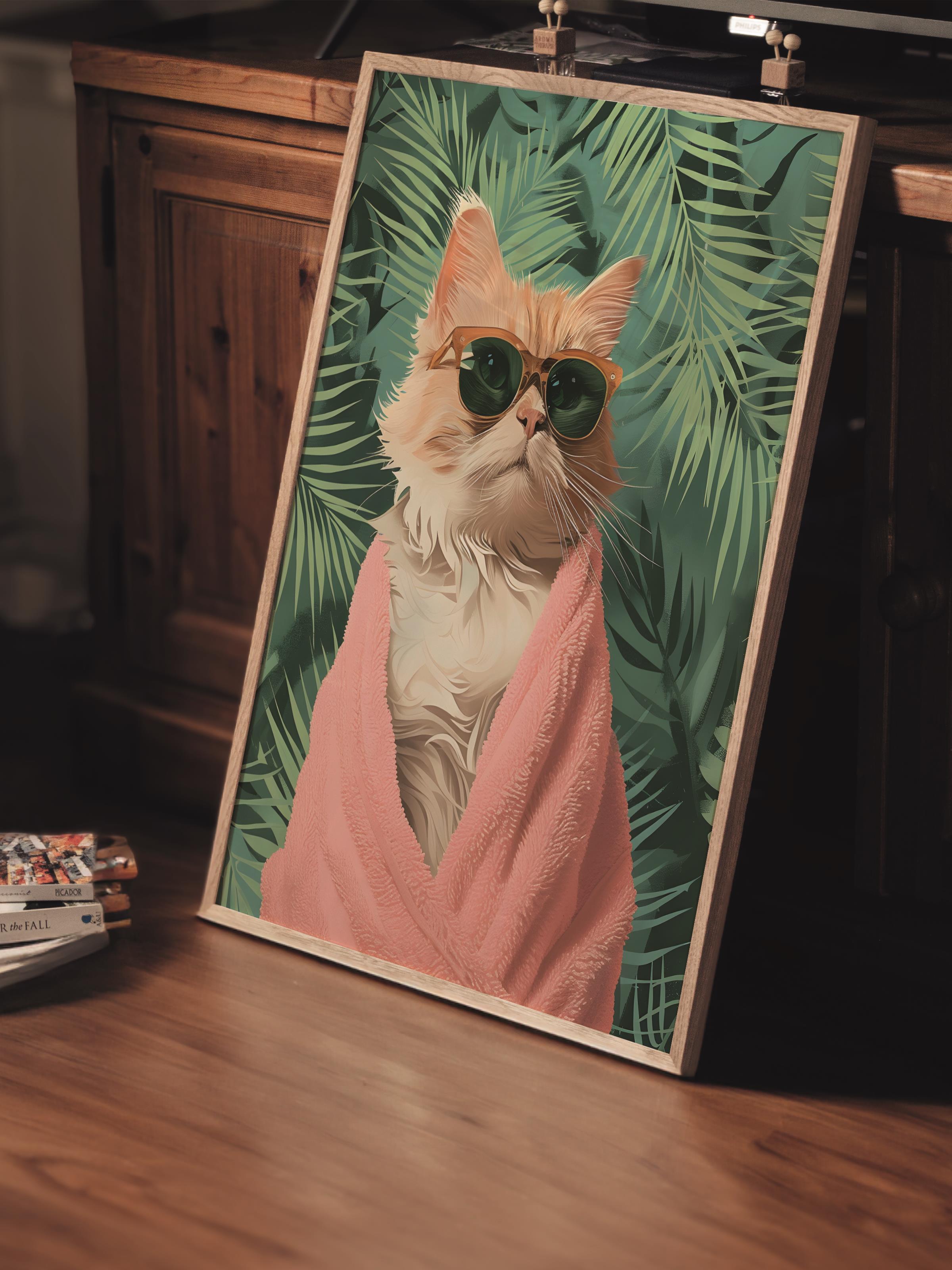 Çerçevesiz Poster Tablo, Duvar Posteri, Kağıt Poster, Palmiye Altında Elegans , Maximalist No:134