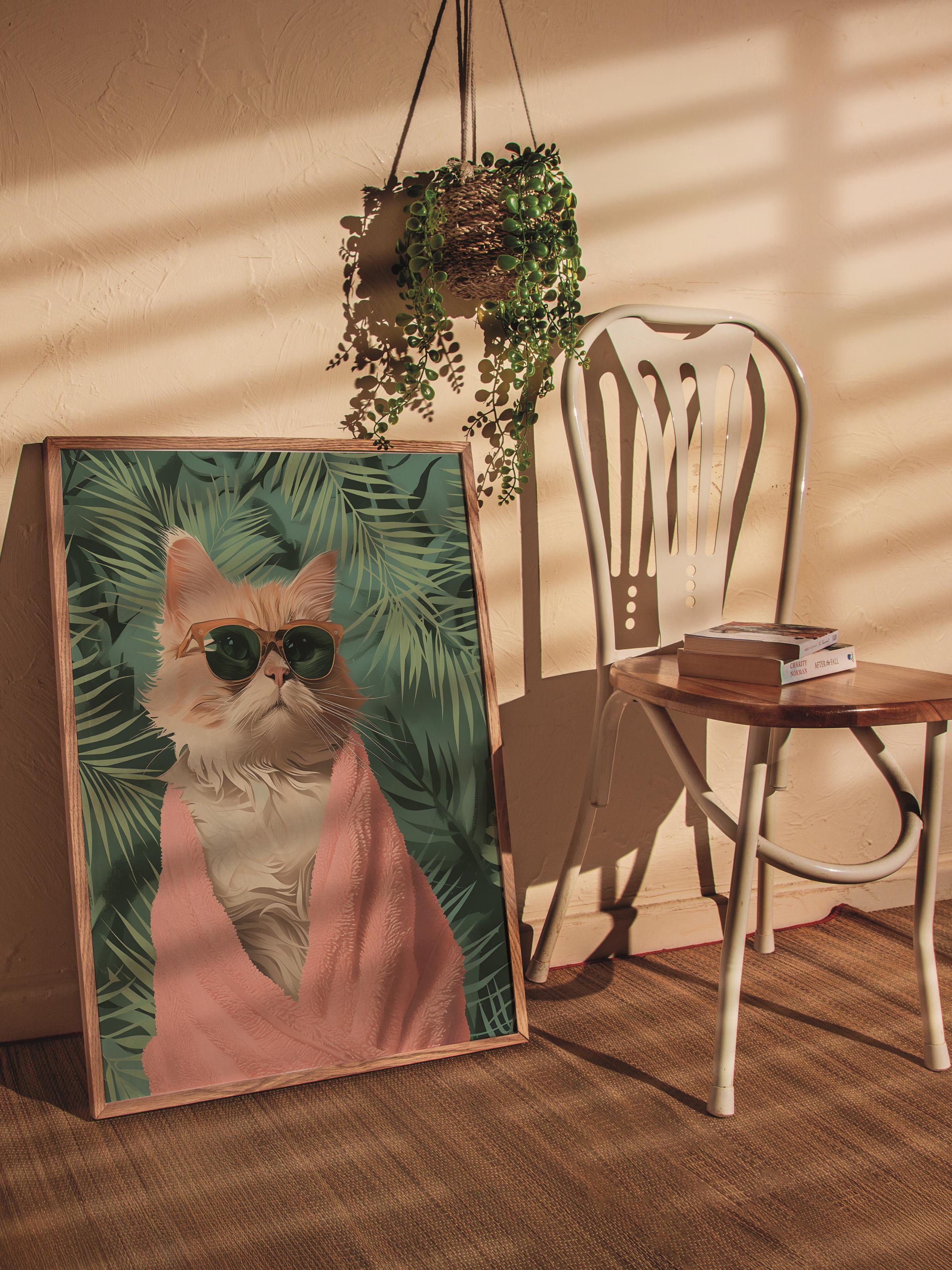 Çerçevesiz Poster Tablo, Duvar Posteri, Kağıt Poster, Palmiye Altında Elegans , Maximalist No:134