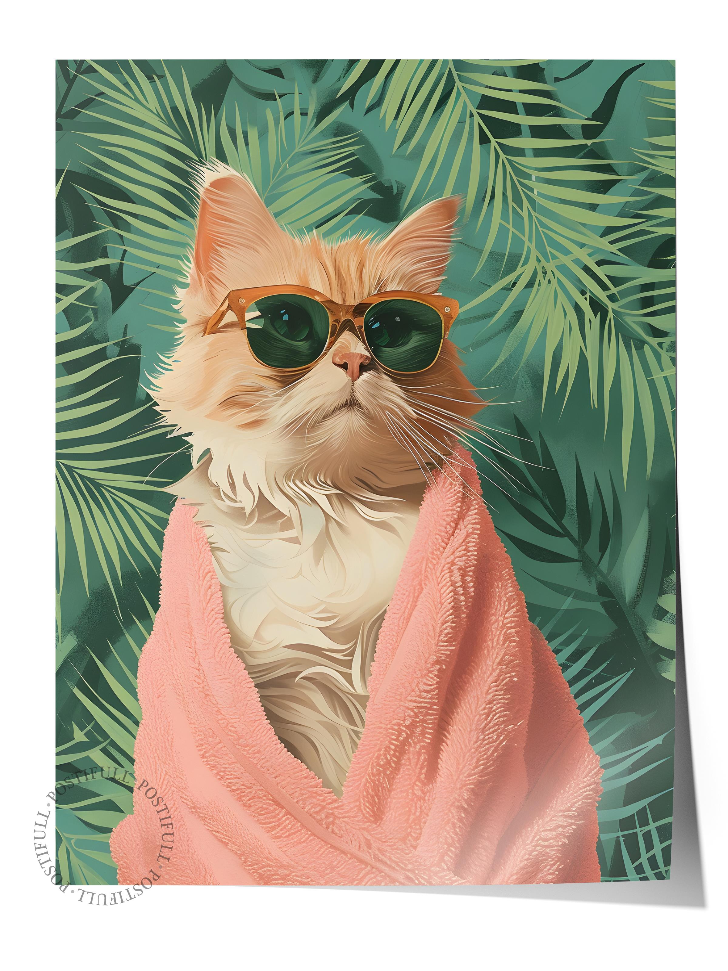 Çerçevesiz Poster Tablo, Duvar Posteri, Kağıt Poster, Palmiye Altında Elegans , Maximalist No:134