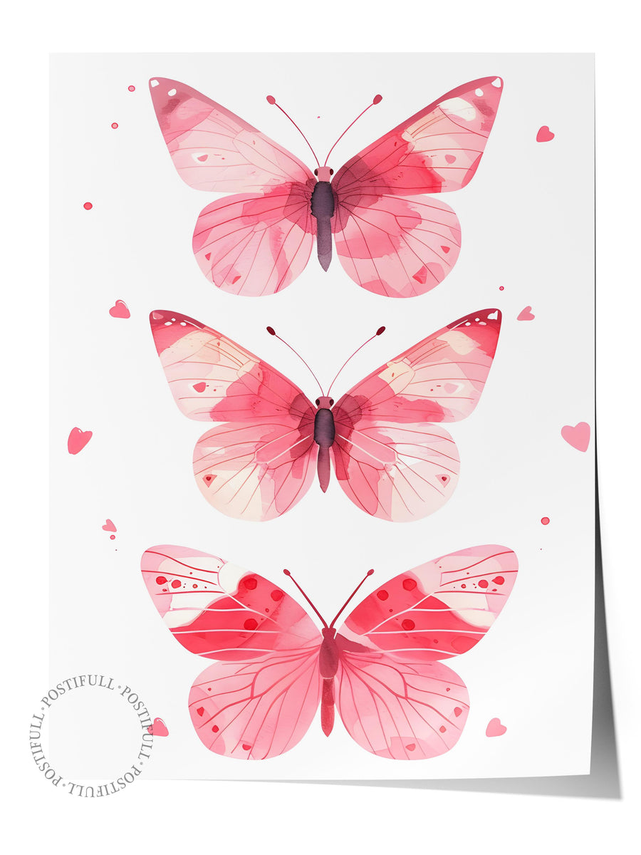 Pembe Kelebekler Maximalist Çerçevesiz Poster