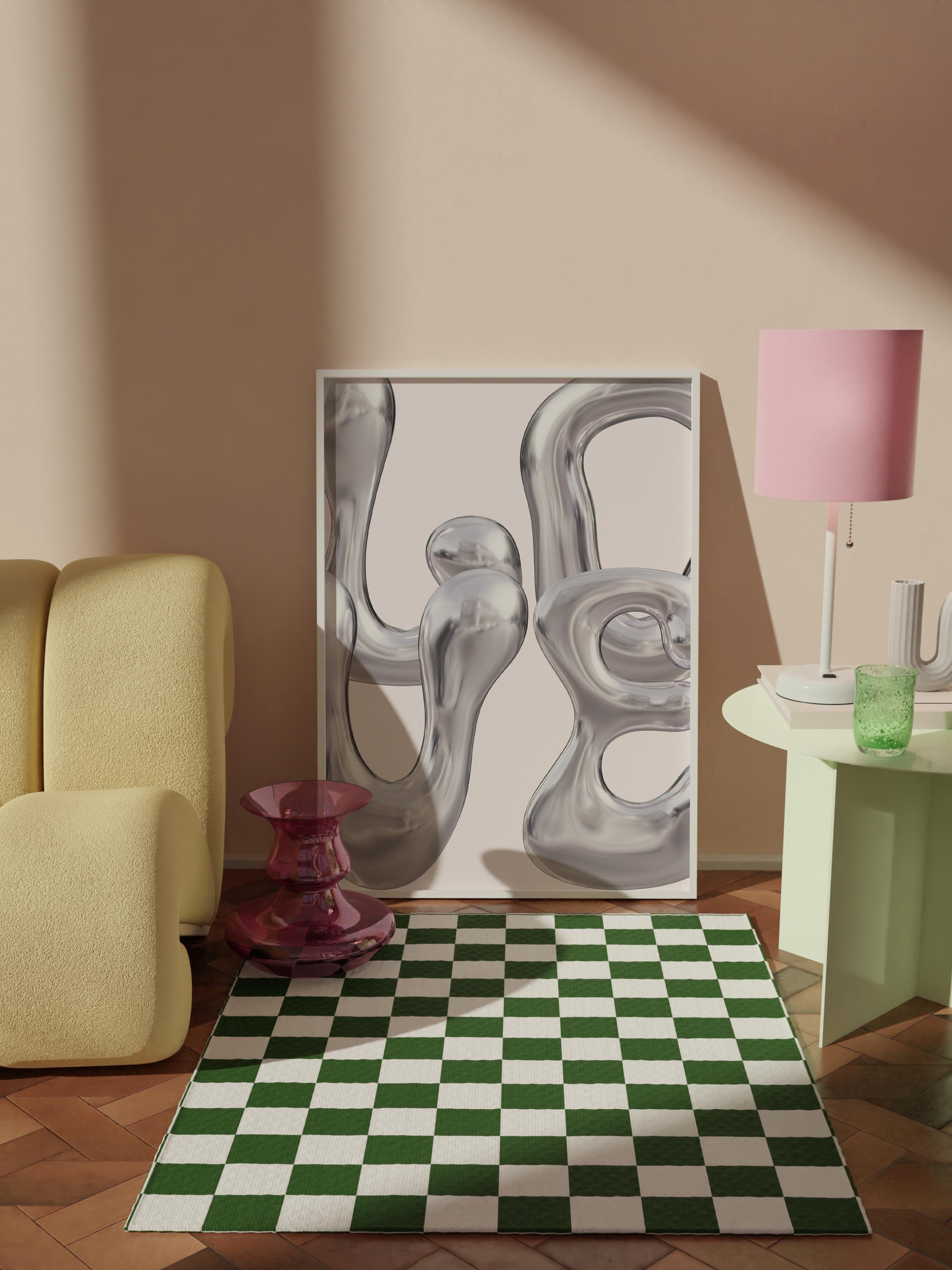 Çerçevesiz Poster Tablo, Duvar Posteri, Kağıt Poster, Metalik Sıvı Formlar , Maximalist No:46