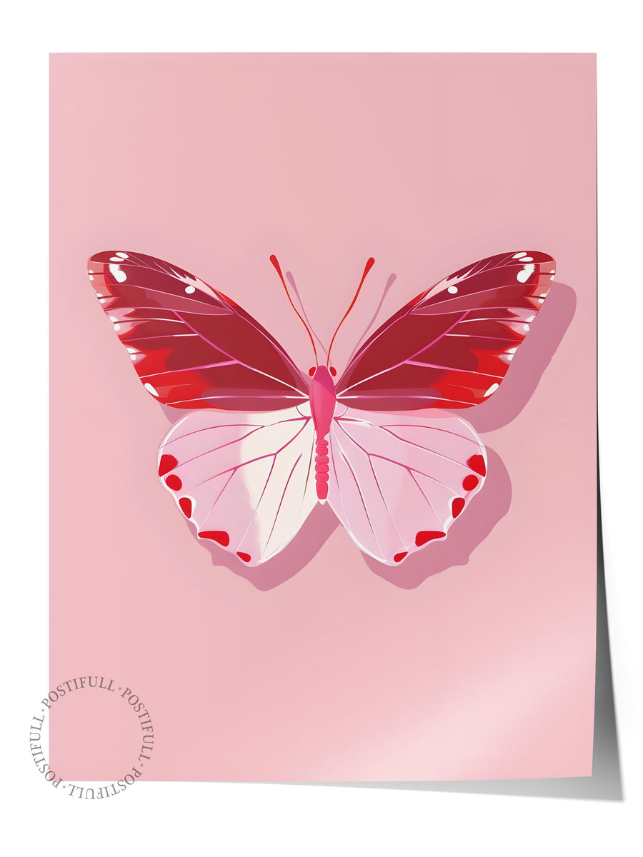 Pembe Kelebek Maximalist Çerçevesiz Poster