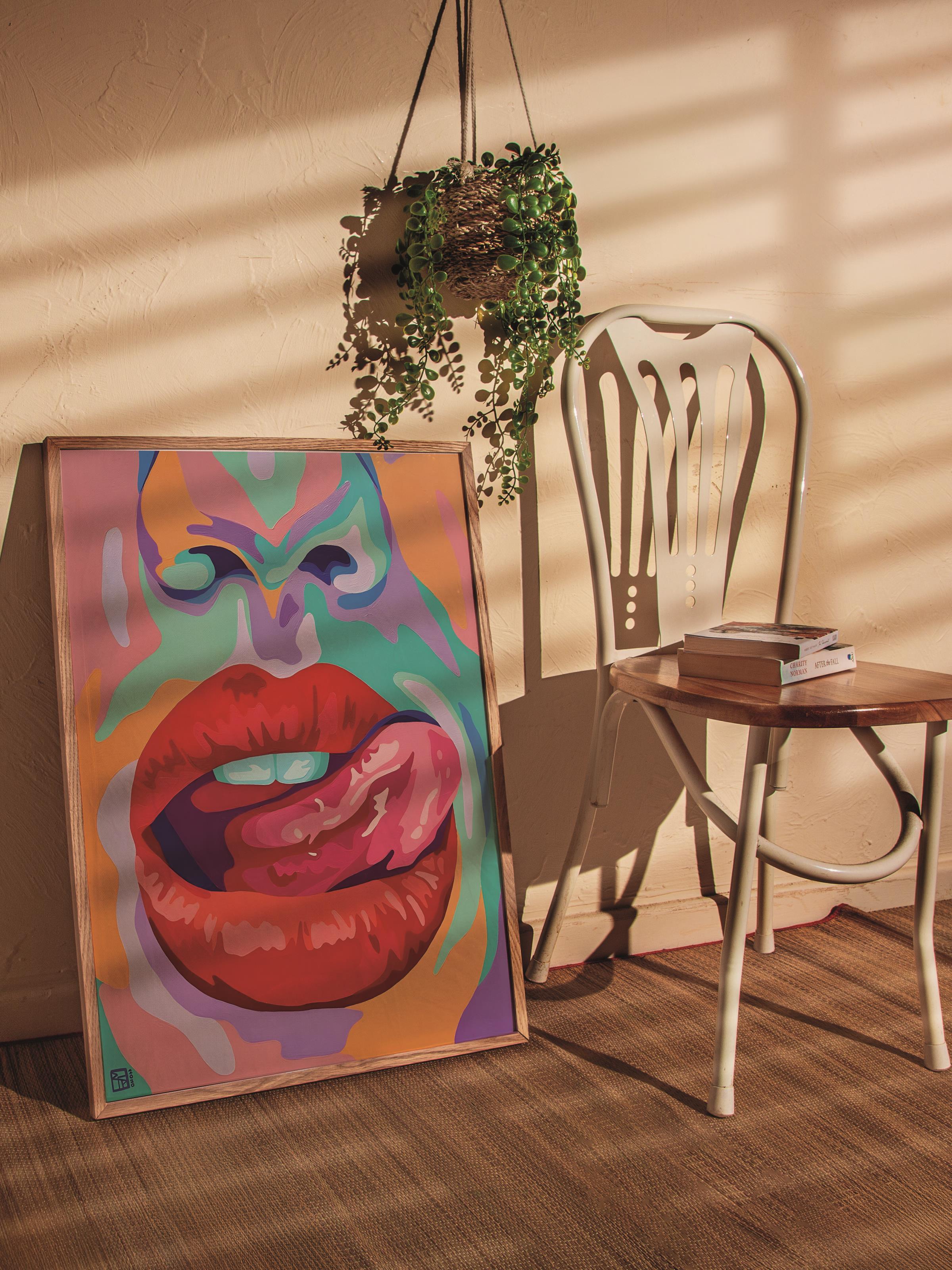 Çerçevesiz Poster Tablo, Duvar Posteri, Kağıt Poster, Renkli Pop Art Dudaklar , Maximalist No:21