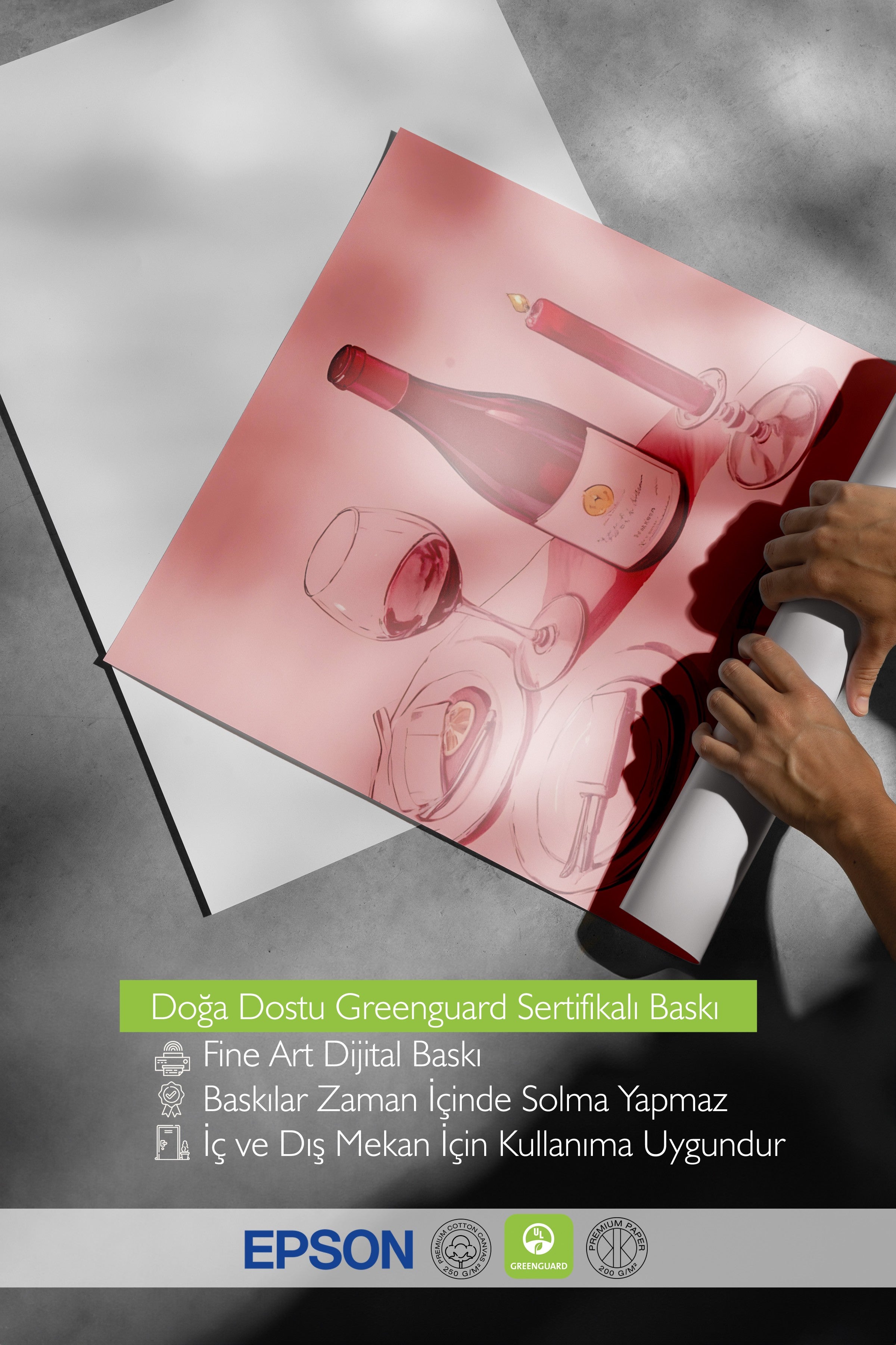 Çerçevesiz Poster, Wine Table, Comfort Serisi Mutfak Duvar Posteri, NO:109084