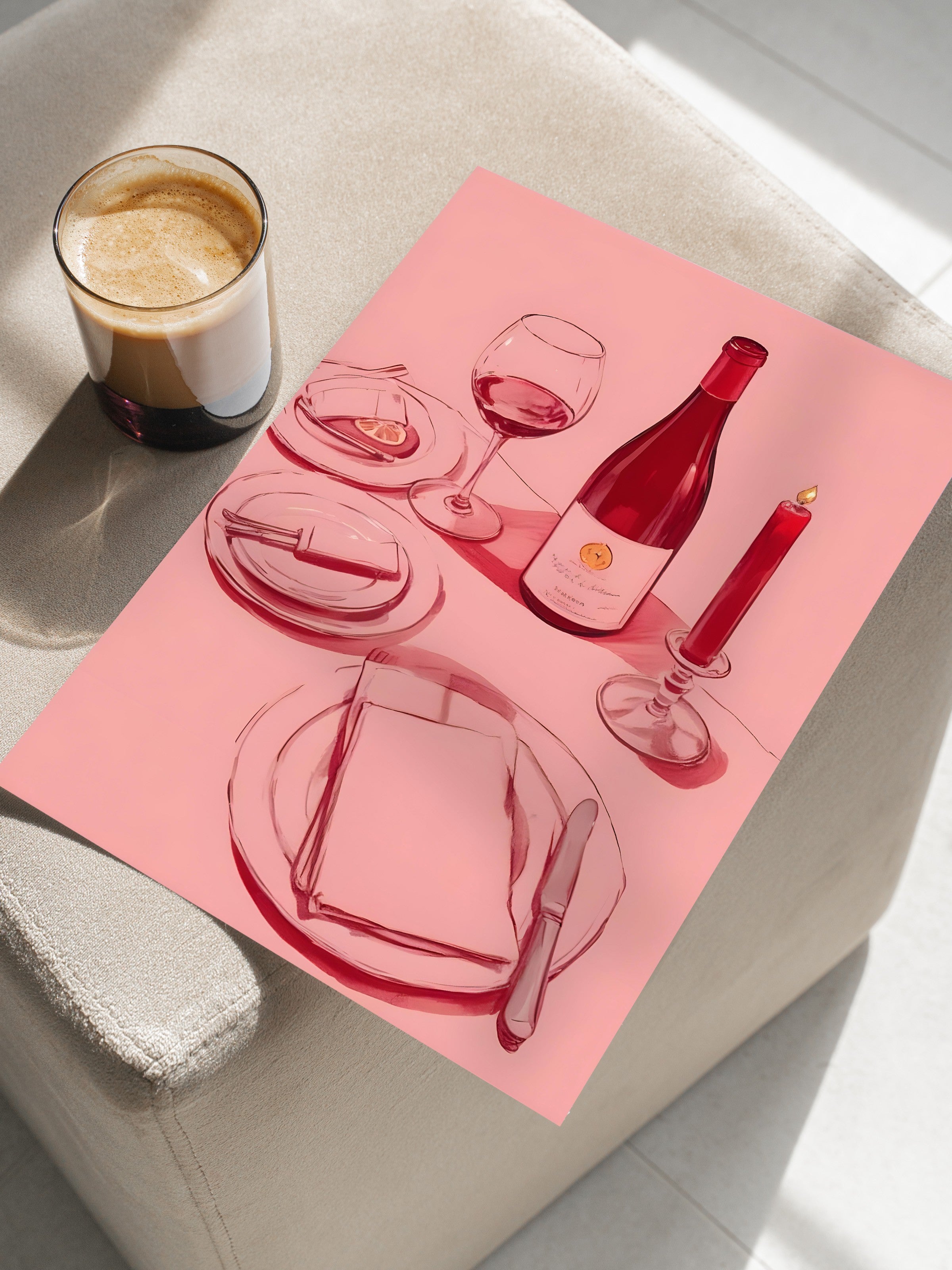 Çerçevesiz Poster, Wine Table, Comfort Serisi Mutfak Duvar Posteri, NO:109084