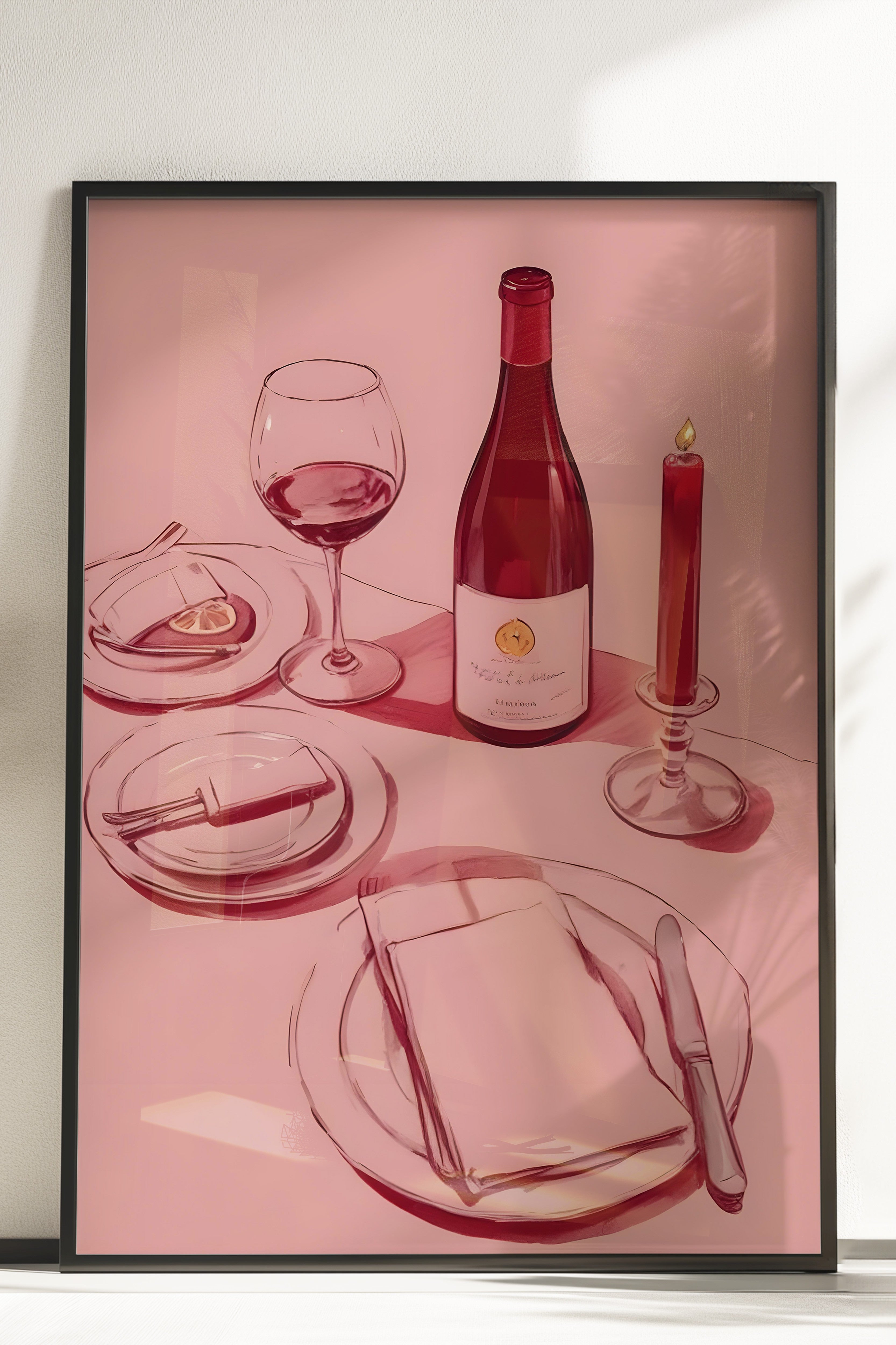 Çerçevesiz Poster, Wine Table, Comfort Serisi Mutfak Duvar Posteri, NO:109084