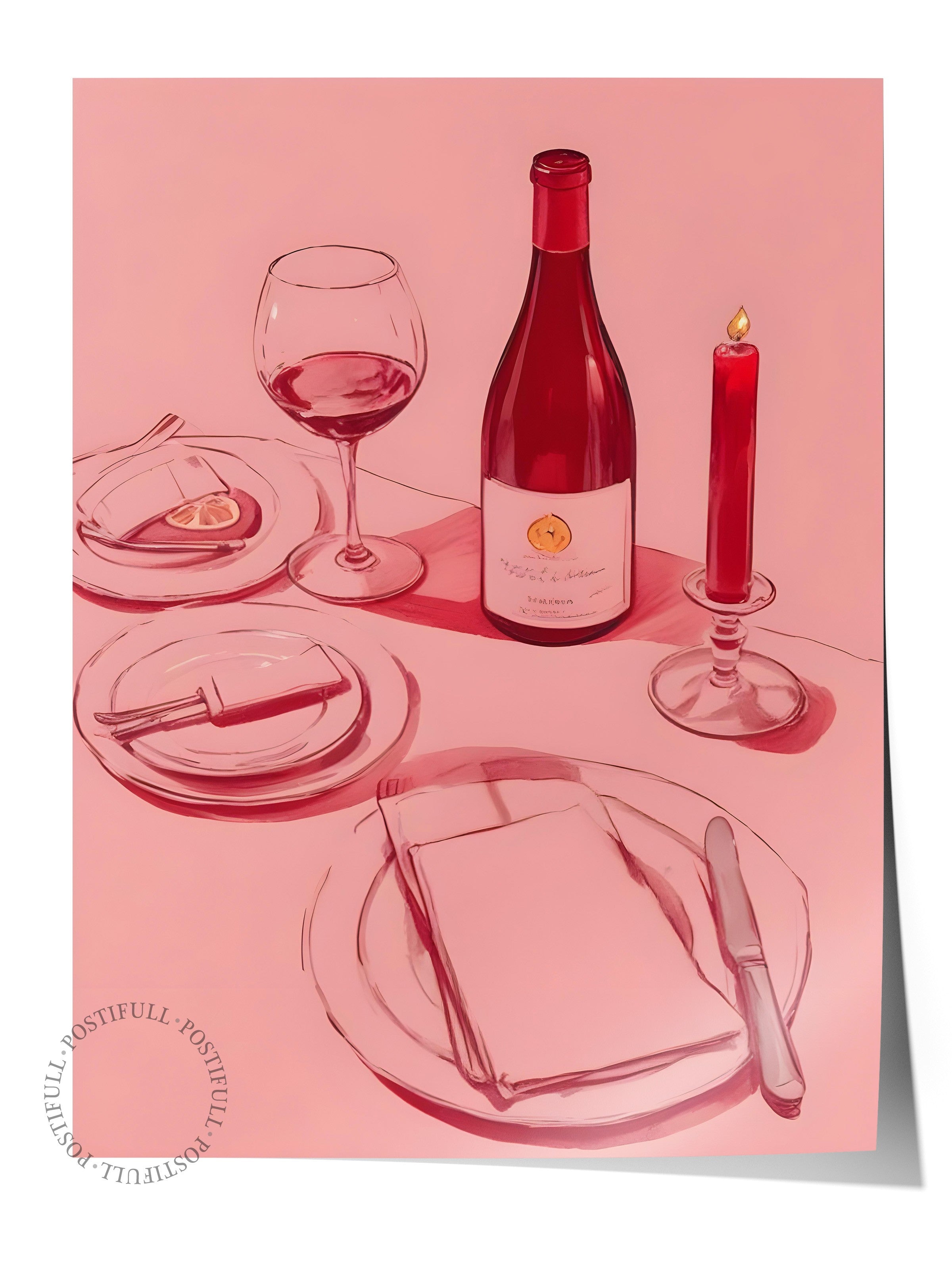 Çerçevesiz Poster, Wine Table, Comfort Serisi Mutfak Duvar Posteri, NO:109084