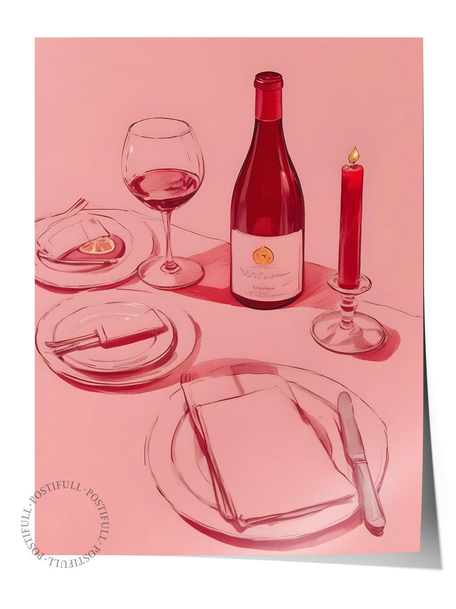 Çerçevesiz Poster, Wine Table, Comfort Serisi Mutfak Duvar Posteri, NO:109084
