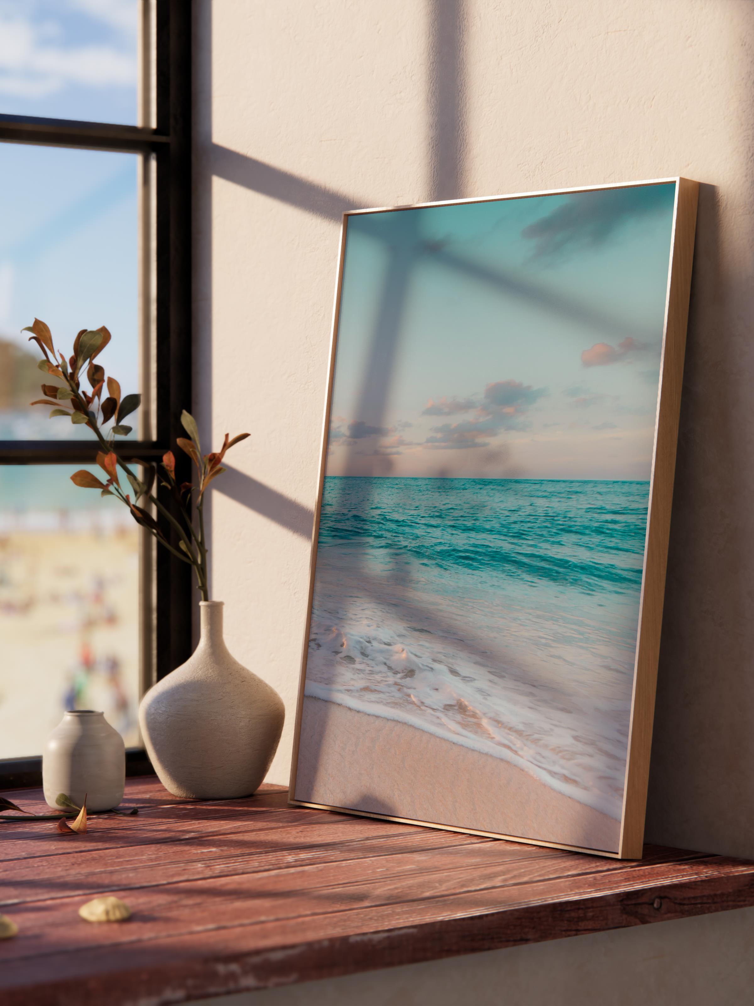 Çerçevesiz Poster, Yaz Temalı Tablo NO:103, Mavi Okyanus Fotoğrafı, Mavi Poster, Dikey