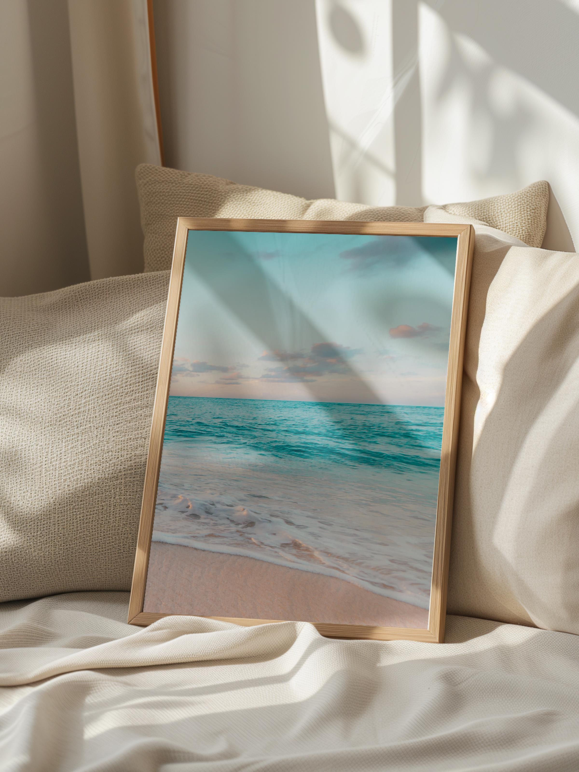 Çerçevesiz Poster, Yaz Temalı Tablo NO:103, Mavi Okyanus Fotoğrafı, Mavi Poster, Dikey