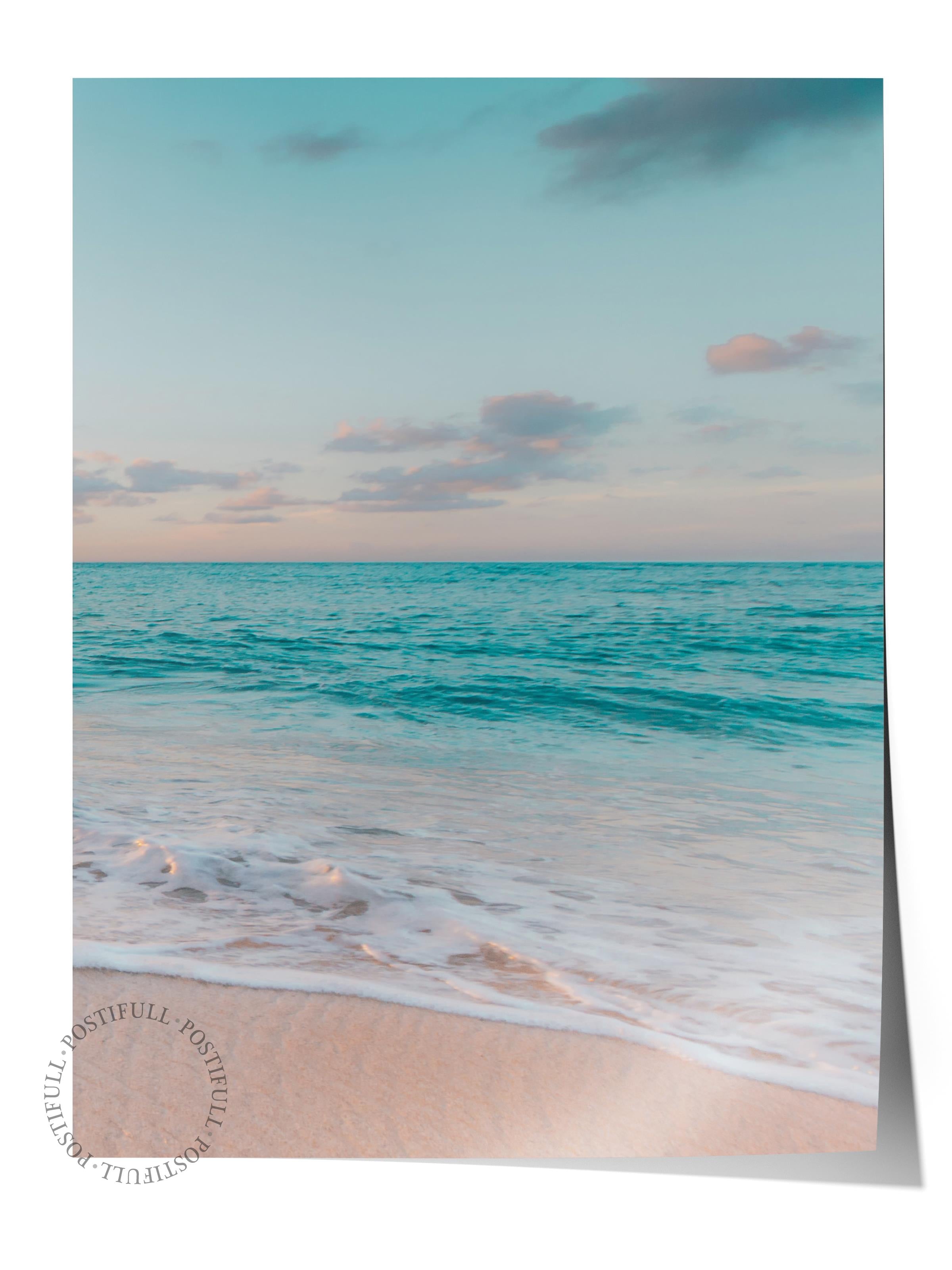 Çerçevesiz Poster, Yaz Temalı Tablo NO:103, Mavi Okyanus Fotoğrafı, Mavi Poster, Dikey