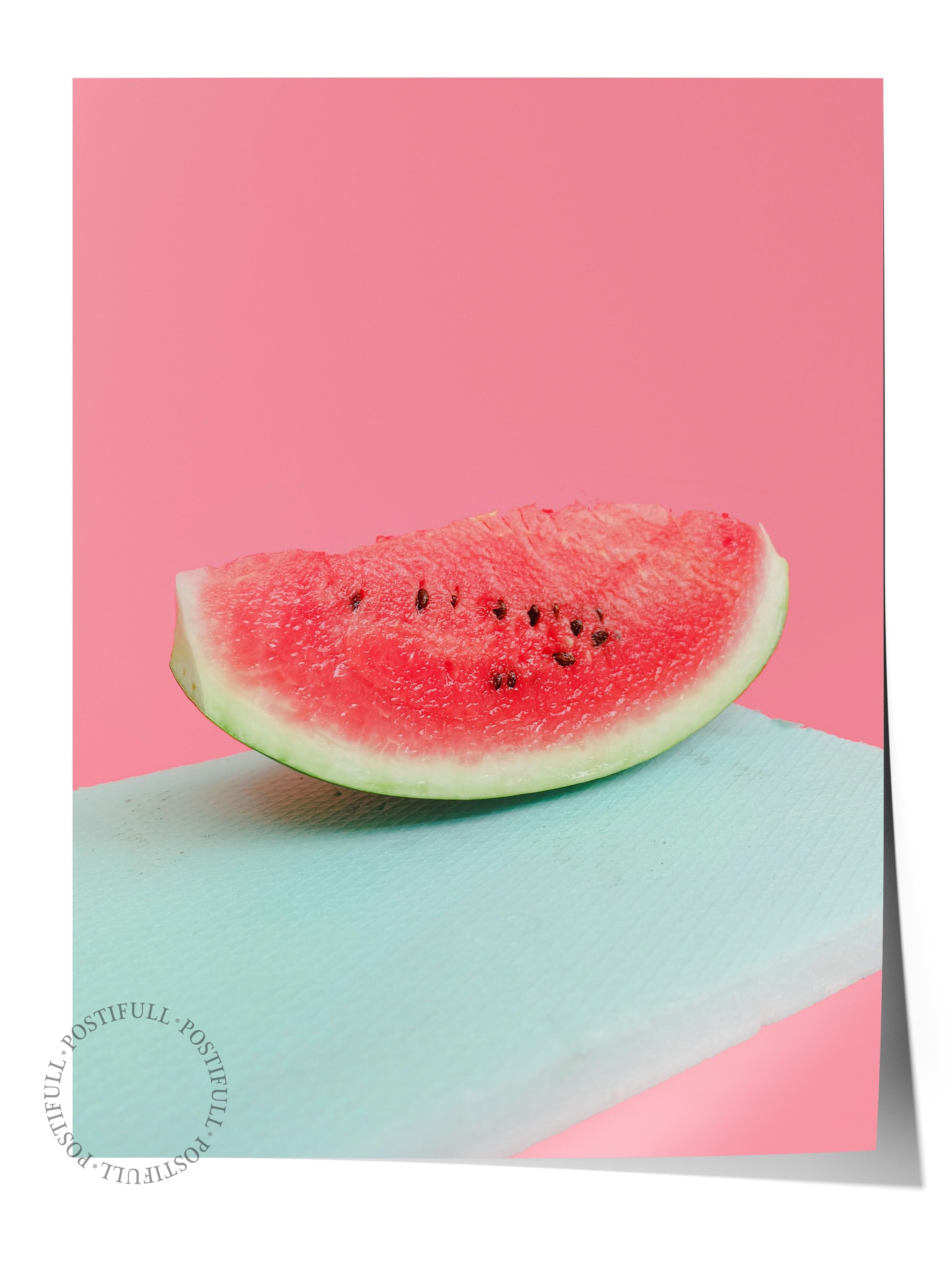 Çerçevesiz Poster, Yaz Temalı Tablo NO:107, Karpuz Dilimi Fotoğrafı, Pembe Poster, Dikey