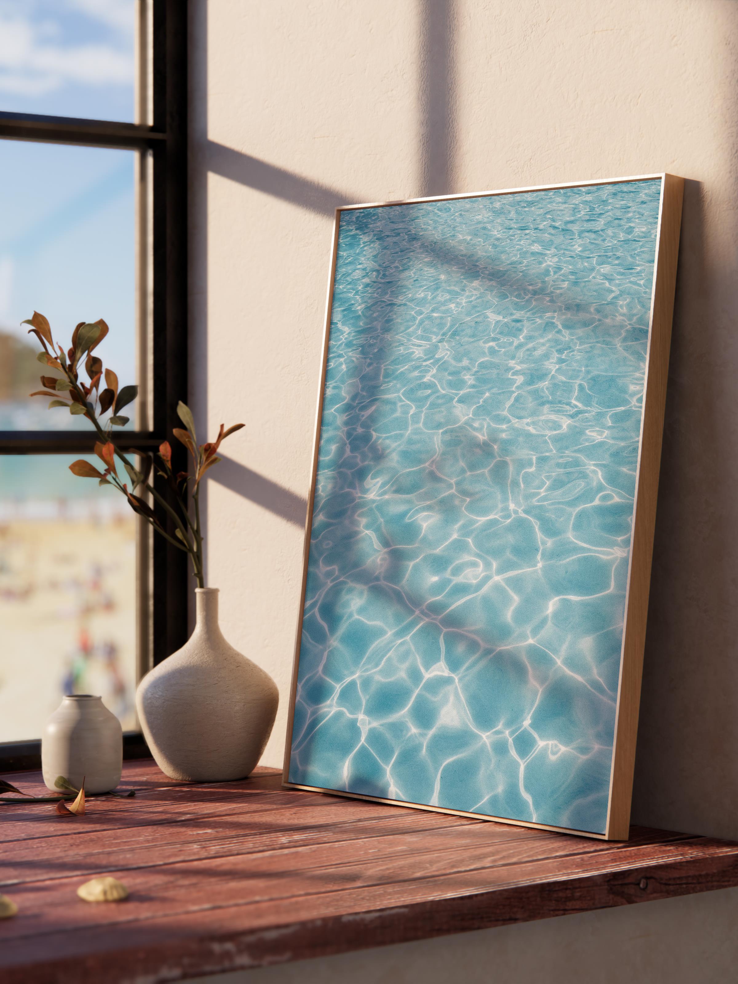 Çerçevesiz Poster, Yaz Temalı Tablo NO:110, Yüzme Havuzu Fotoğrafı, Mavi Poster, Dikey