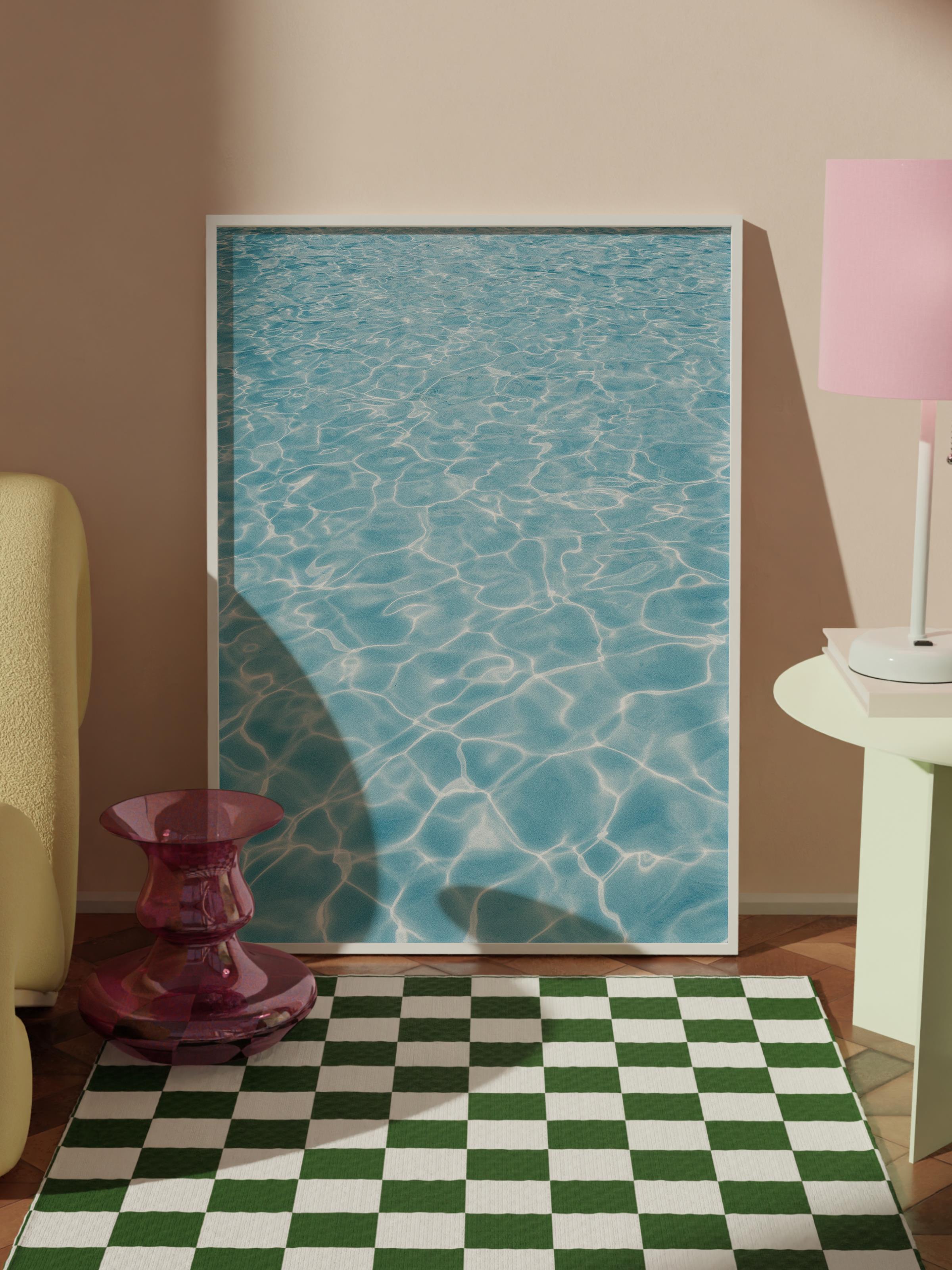 Çerçevesiz Poster, Yaz Temalı Tablo NO:110, Yüzme Havuzu Fotoğrafı, Mavi Poster, Dikey