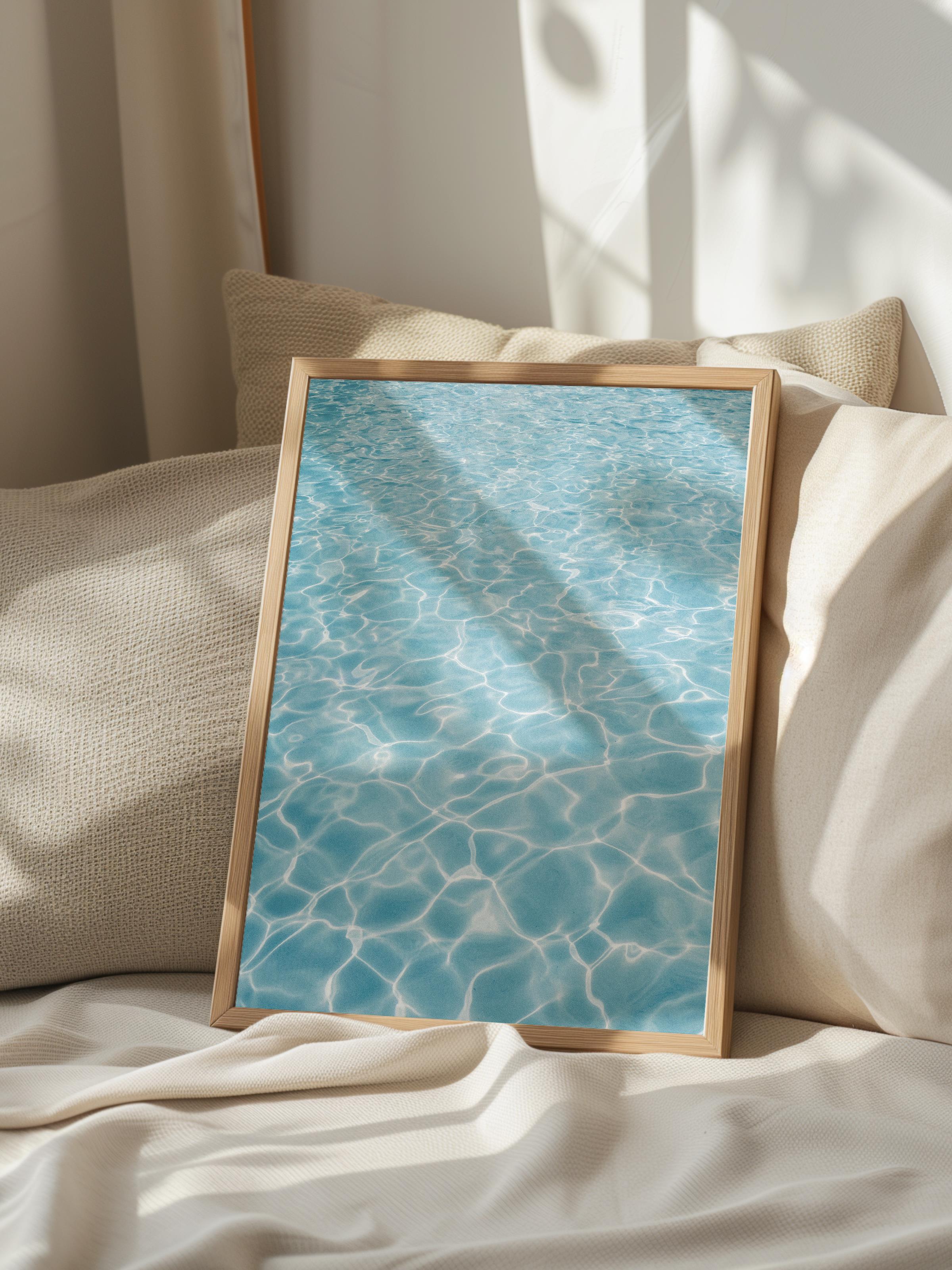 Çerçevesiz Poster, Yaz Temalı Tablo NO:110, Yüzme Havuzu Fotoğrafı, Mavi Poster, Dikey