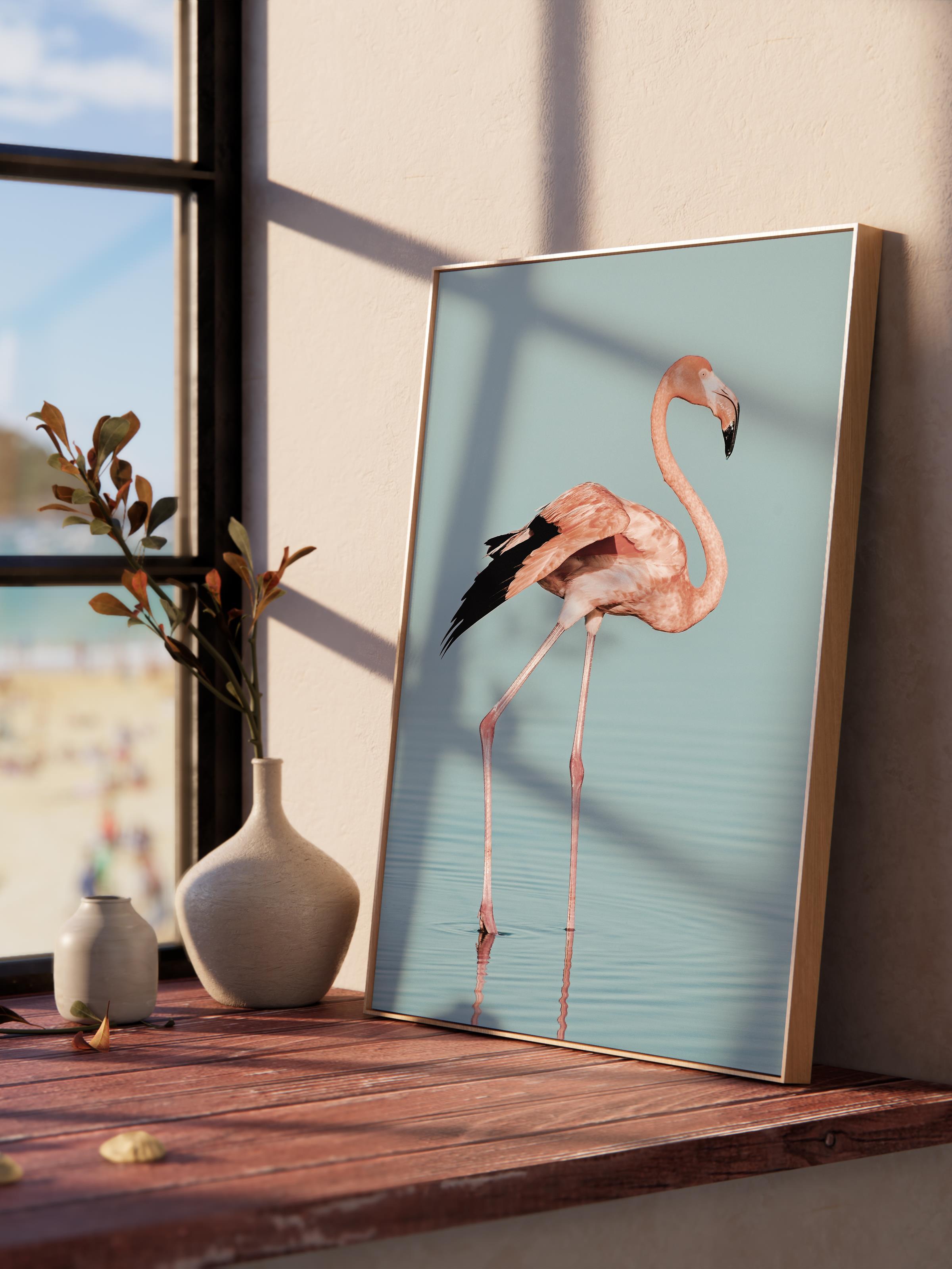 Çerçevesiz Poster, Yaz Temalı Tablo NO:113, Flamingo Fotoğrafı, Pembe Poster, Dikey