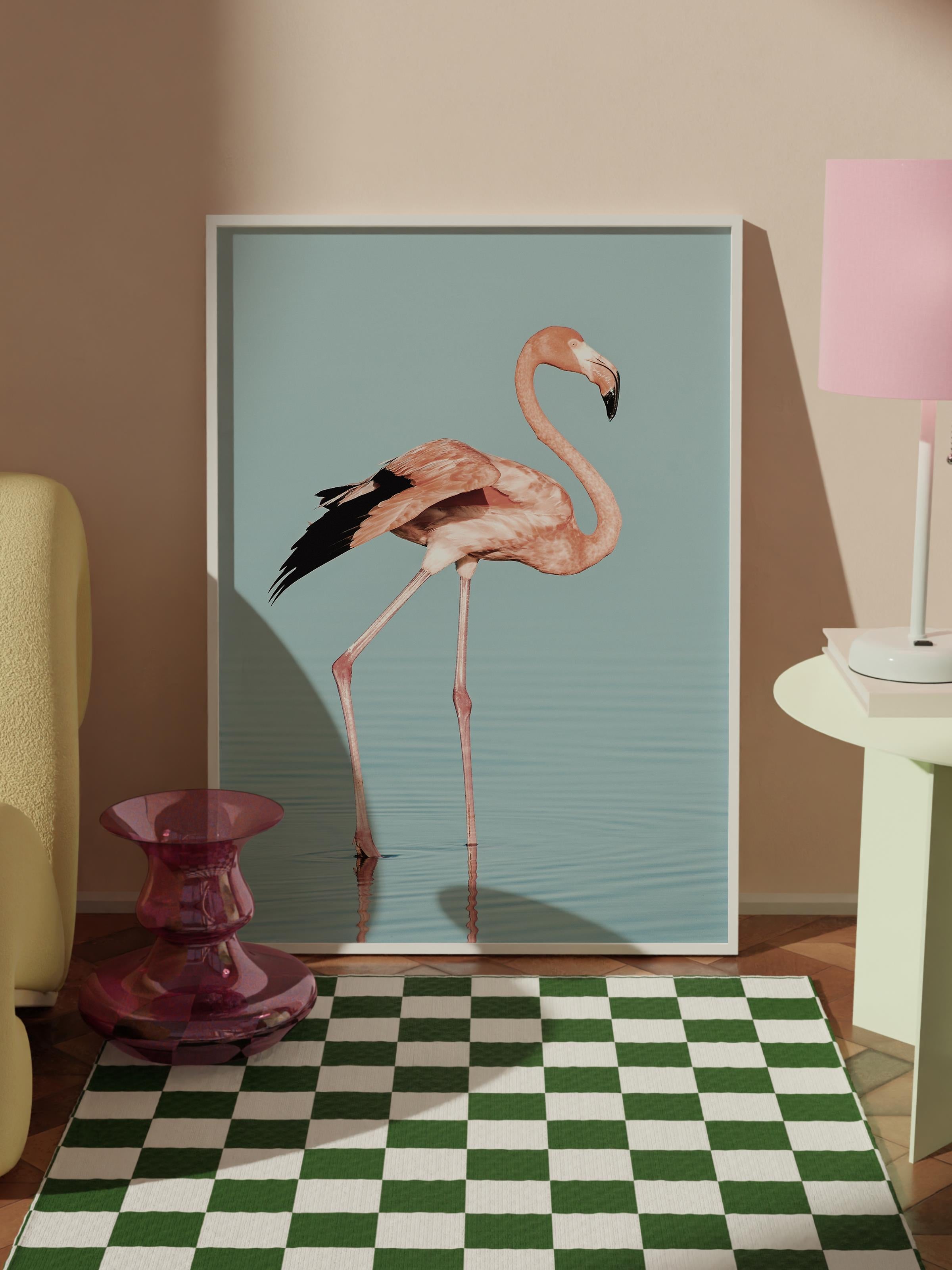 Çerçevesiz Poster, Yaz Temalı Tablo NO:113, Flamingo Fotoğrafı, Pembe Poster, Dikey