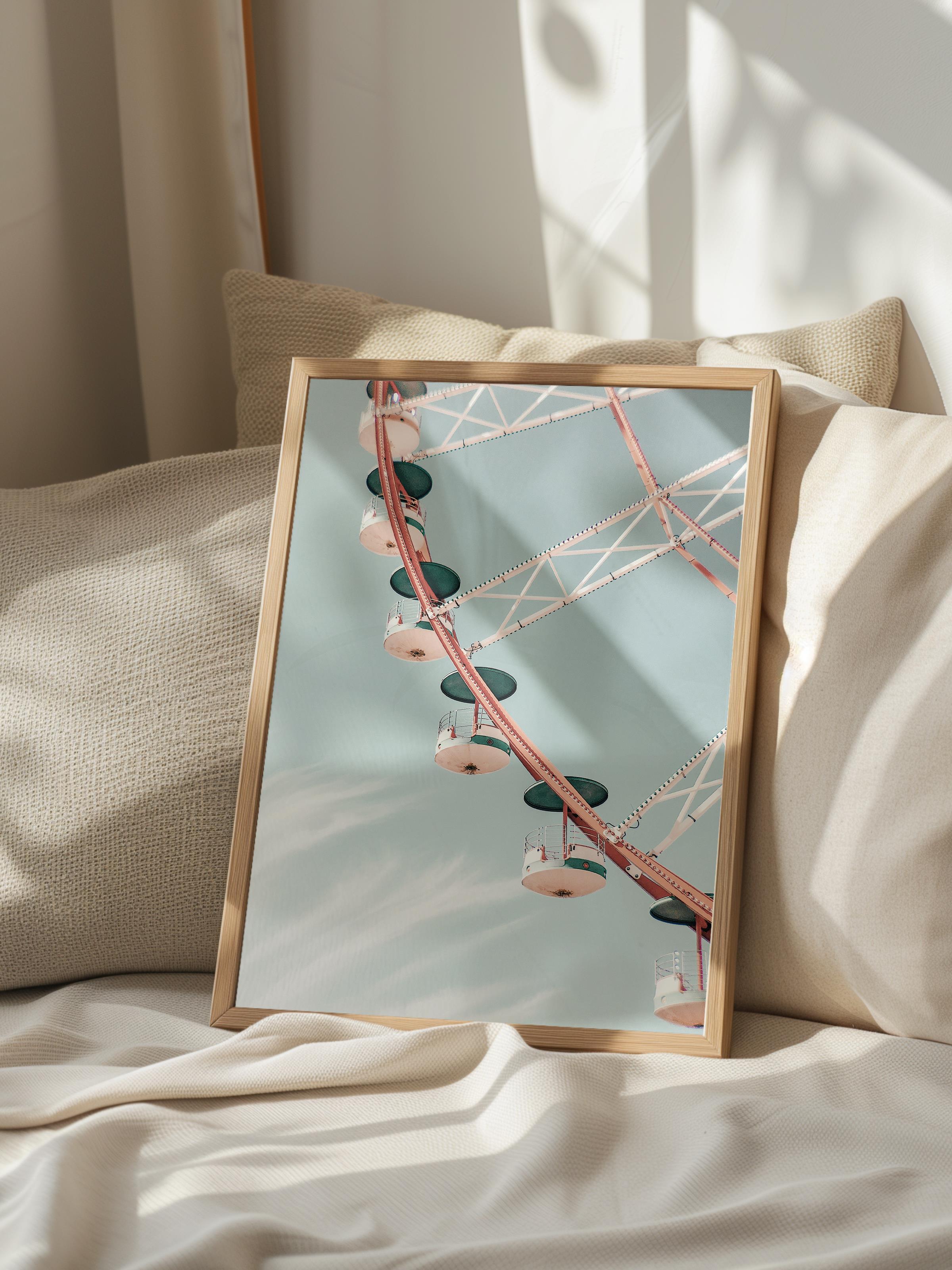 Çerçevesiz Poster, Yaz Temalı Tablo NO:114, Dönme Dolap Fotoğrafı, Mavi Poster, Dikey