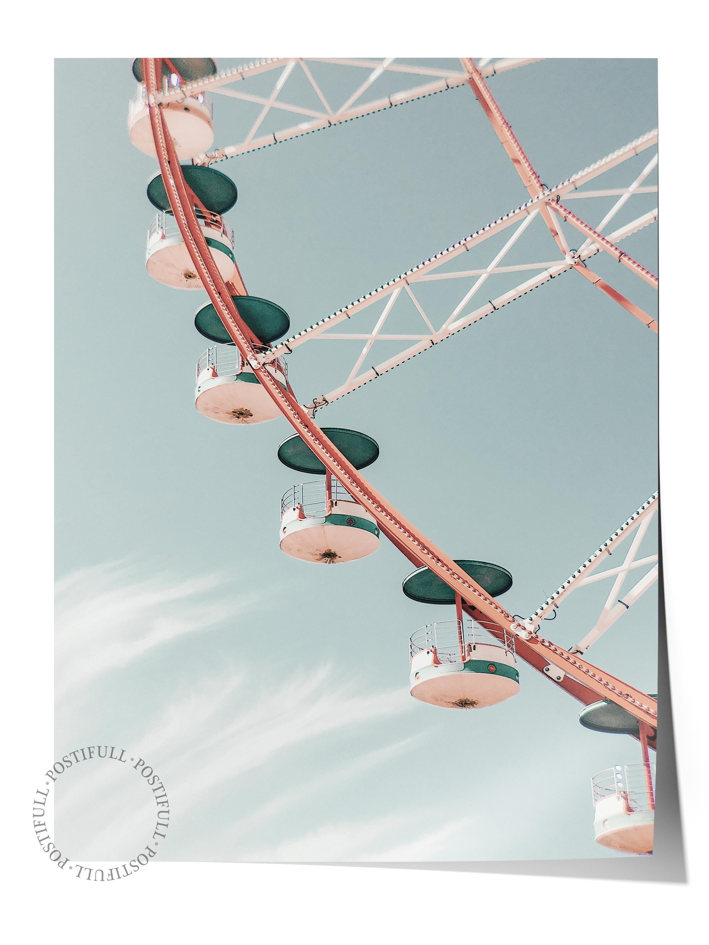 Çerçevesiz Poster, Yaz Temalı Tablo NO:114, Dönme Dolap Fotoğrafı, Mavi Poster, Dikey