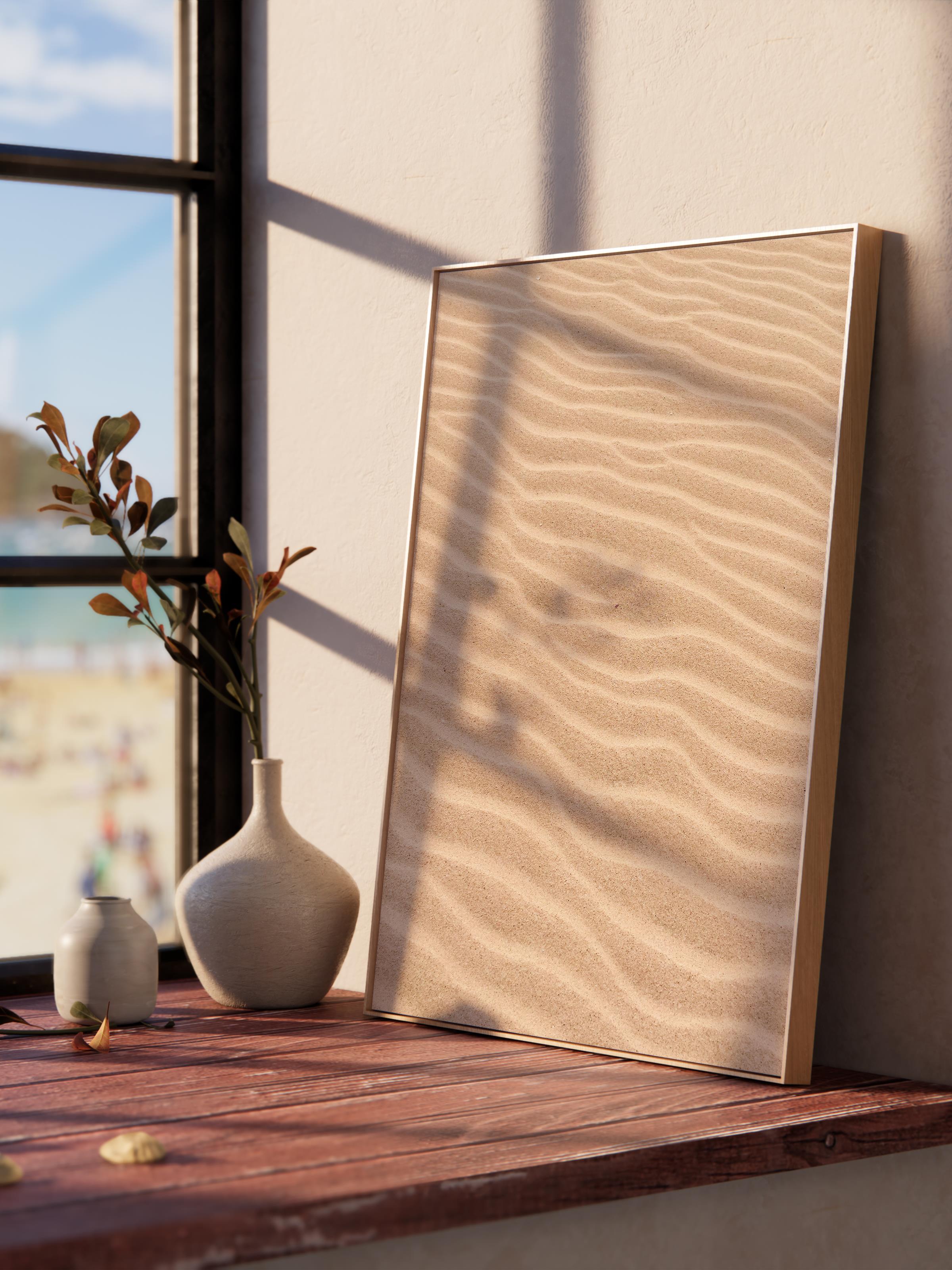 Çerçevesiz Poster, Yaz Temalı Tablo NO:121, Kum Dalgalanmaları Fotoğrafı, Beyaz Poster, Dikey