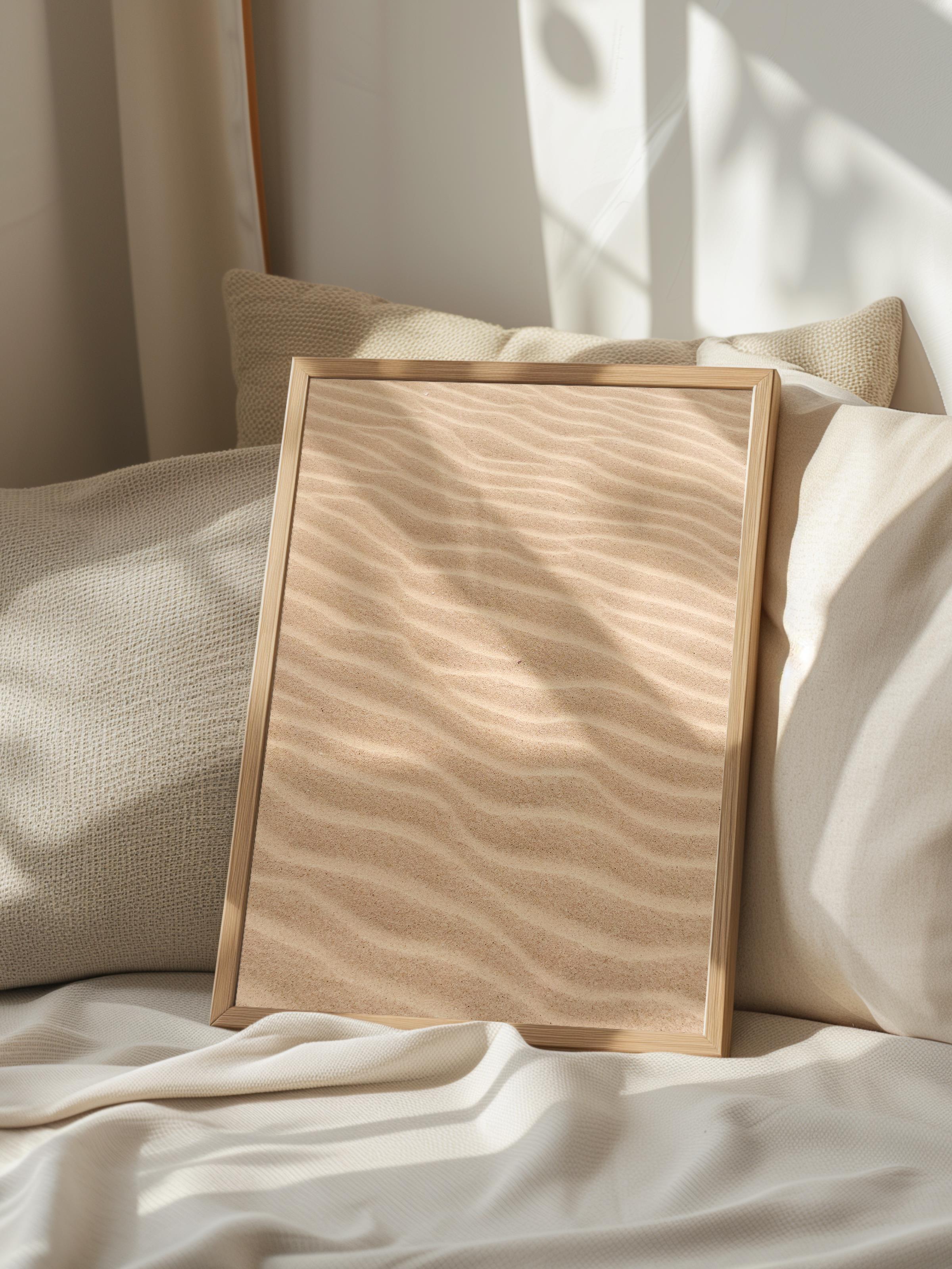 Çerçevesiz Poster, Yaz Temalı Tablo NO:121, Kum Dalgalanmaları Fotoğrafı, Beyaz Poster, Dikey