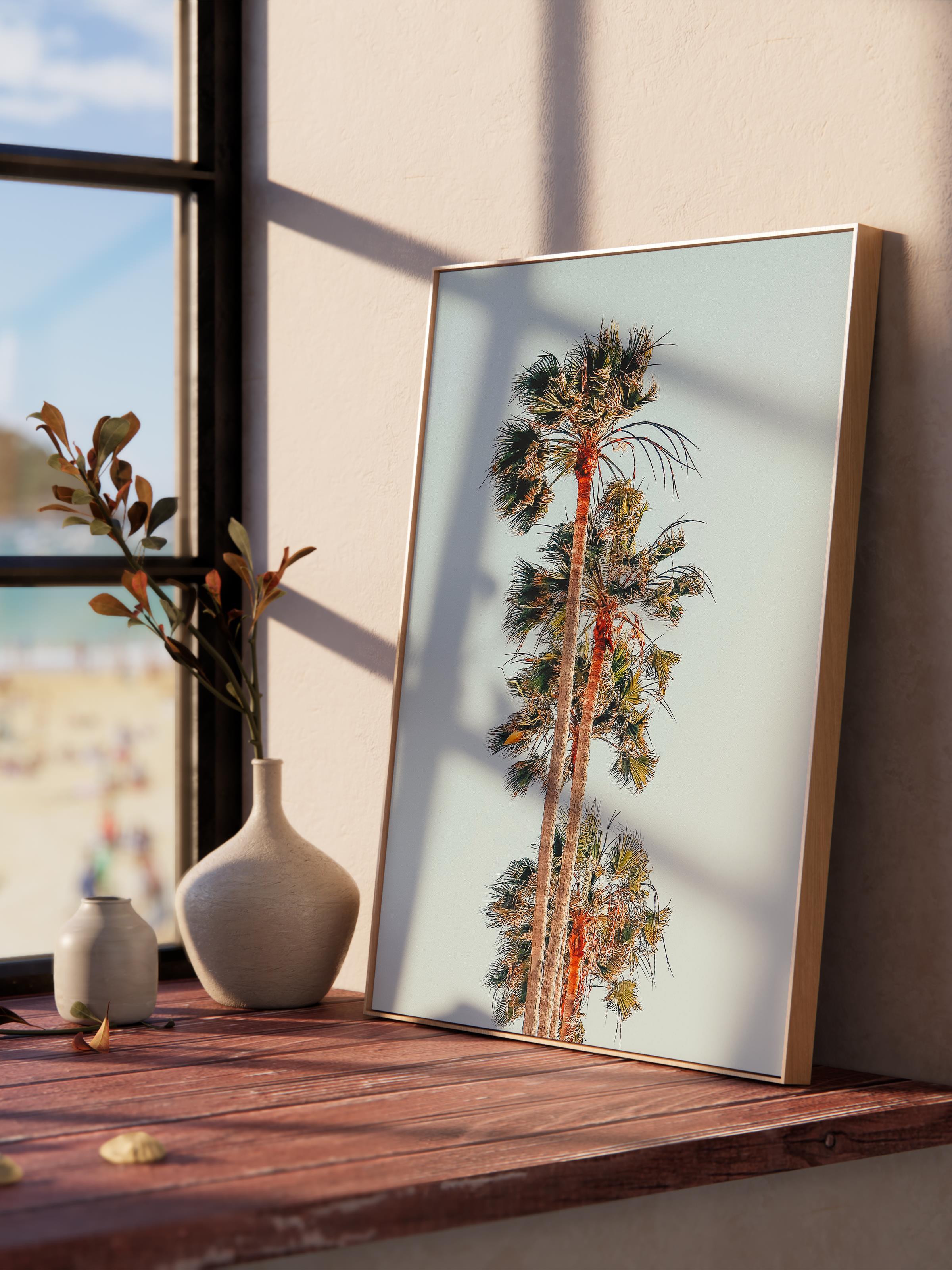 Çerçevesiz Poster, Yaz Temalı Tablo NO:126, Palmiye Kümesi Fotoğrafı, Mavi Poster, Dikey