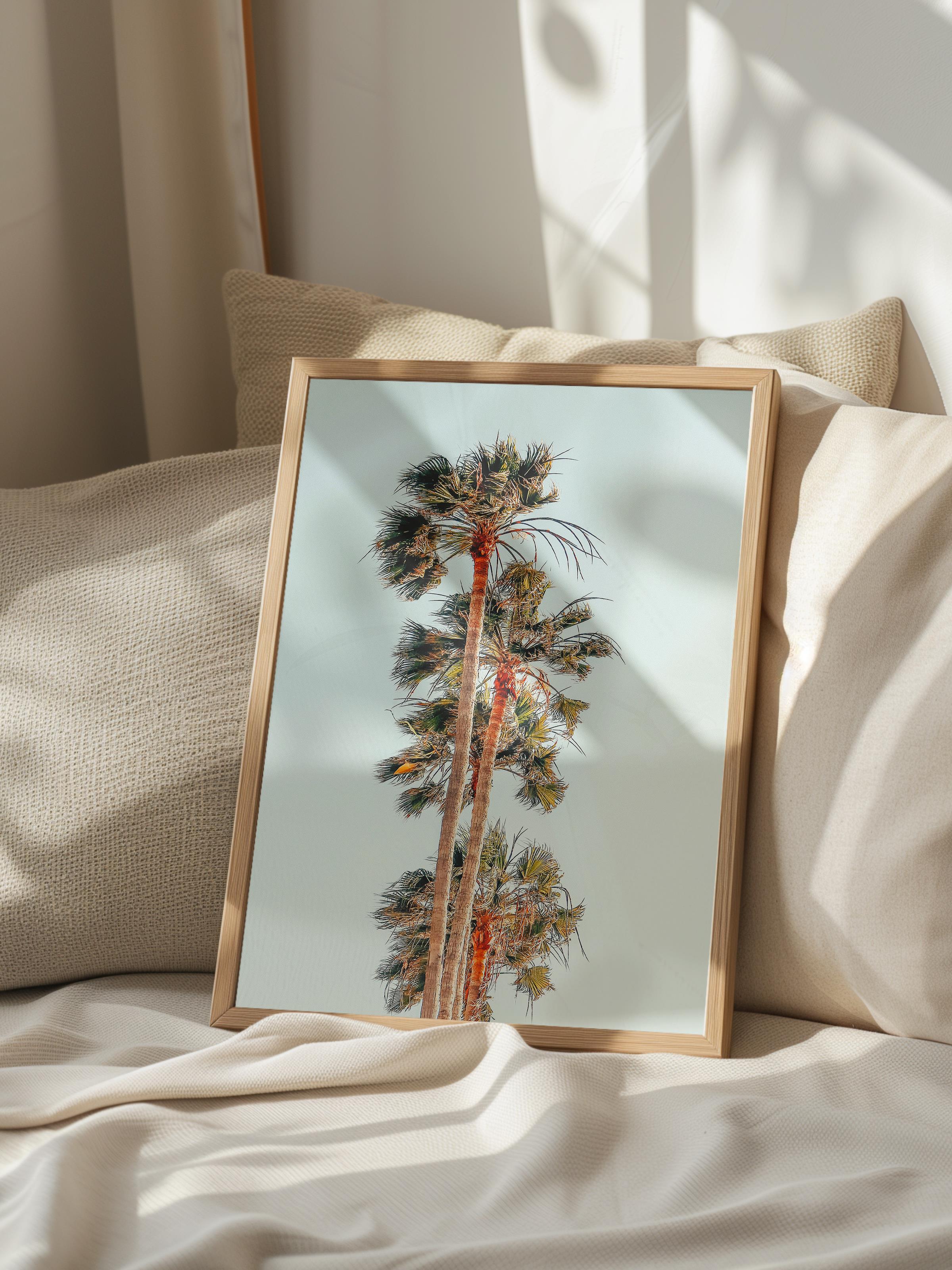 Çerçevesiz Poster, Yaz Temalı Tablo NO:126, Palmiye Kümesi Fotoğrafı, Mavi Poster, Dikey