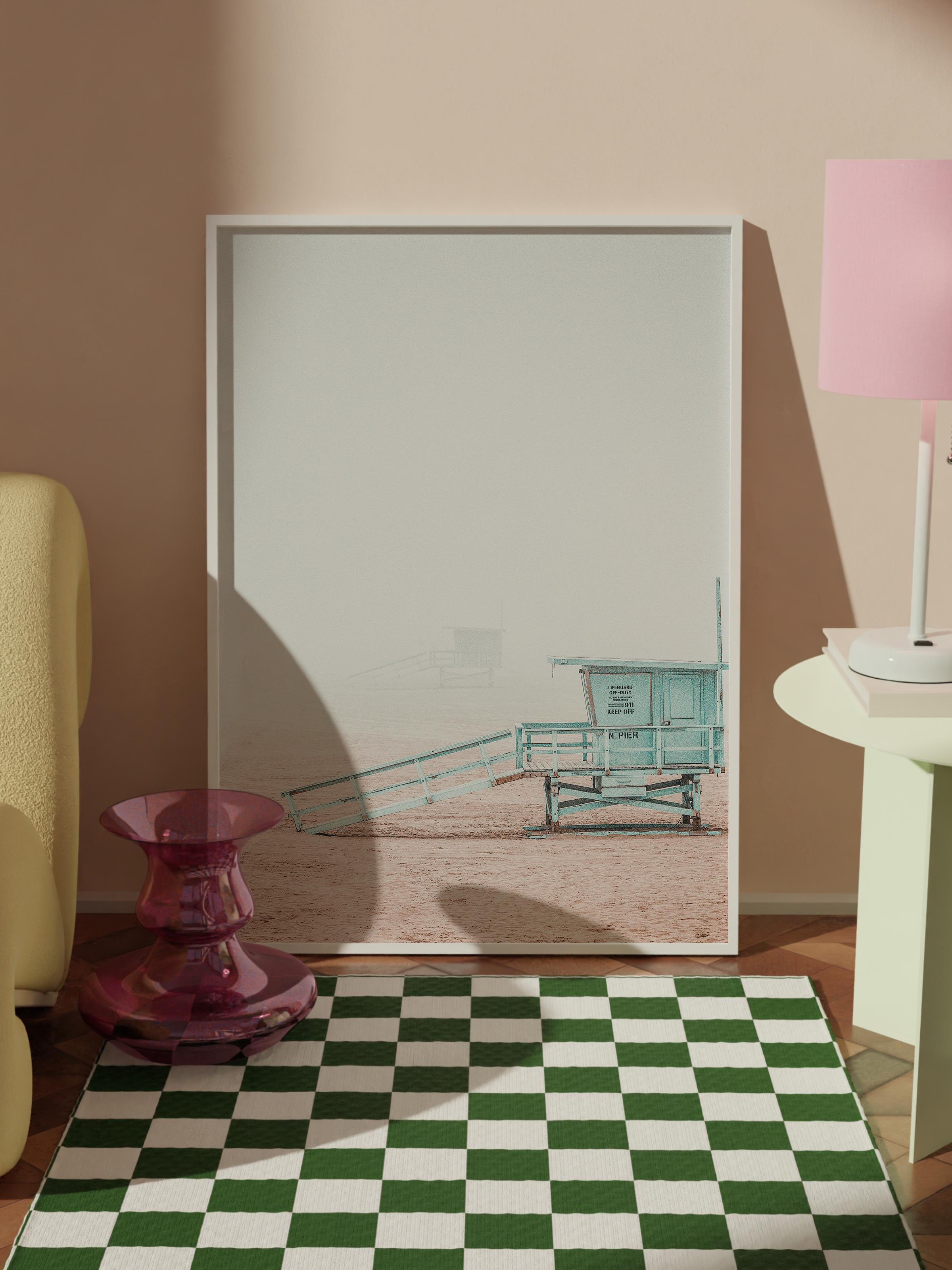 Çerçevesiz Poster, Yaz Temalı Tablo NO:128, Plaj Evi Fotoğrafı, Beyaz Poster, Dikey