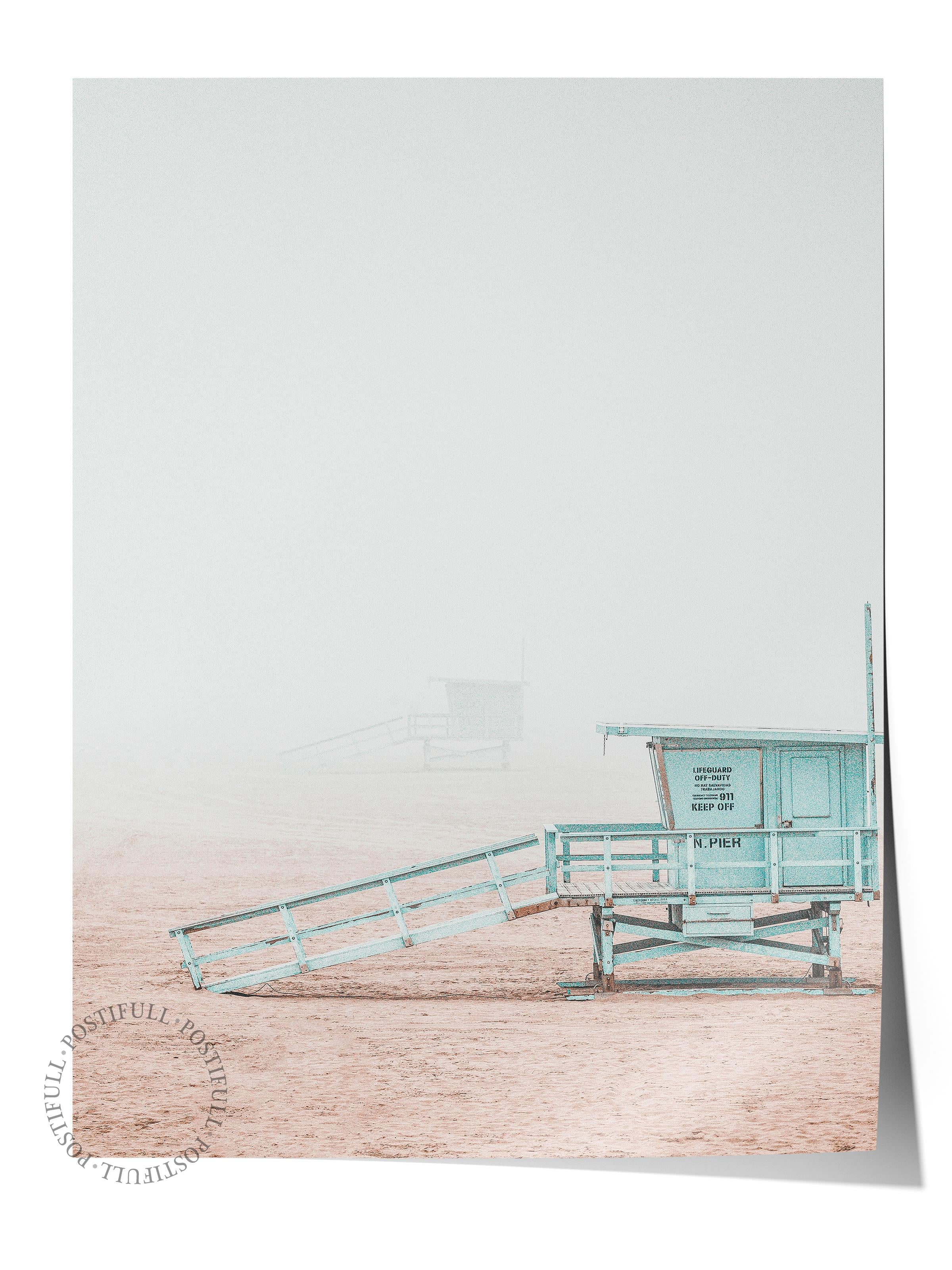 Çerçevesiz Poster, Yaz Temalı Tablo NO:128, Plaj Evi Fotoğrafı, Beyaz Poster, Dikey