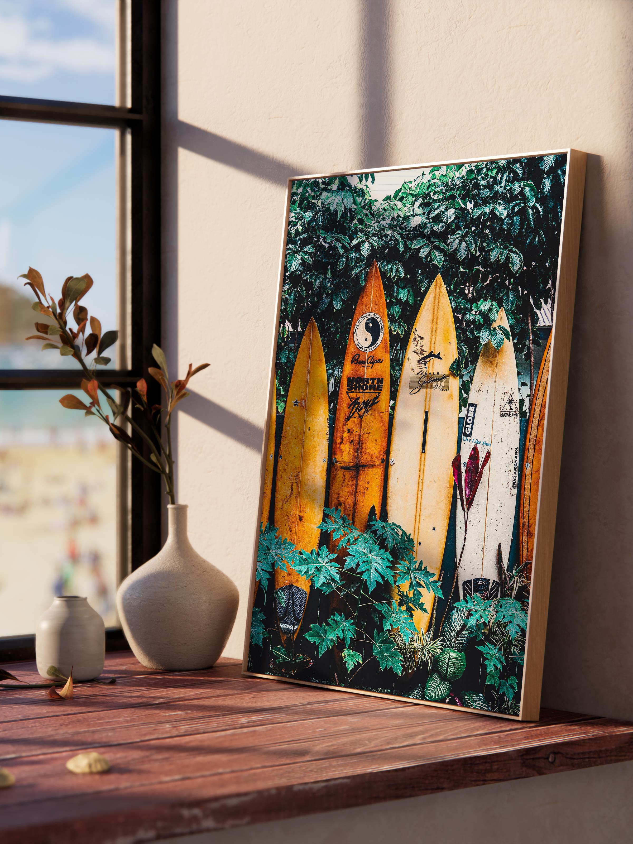 Çerçevesiz Poster, Yaz Temalı Tablo NO:130, Renkli Sörf Tahtaları Fotoğrafı, Renkli Poster, Dikey