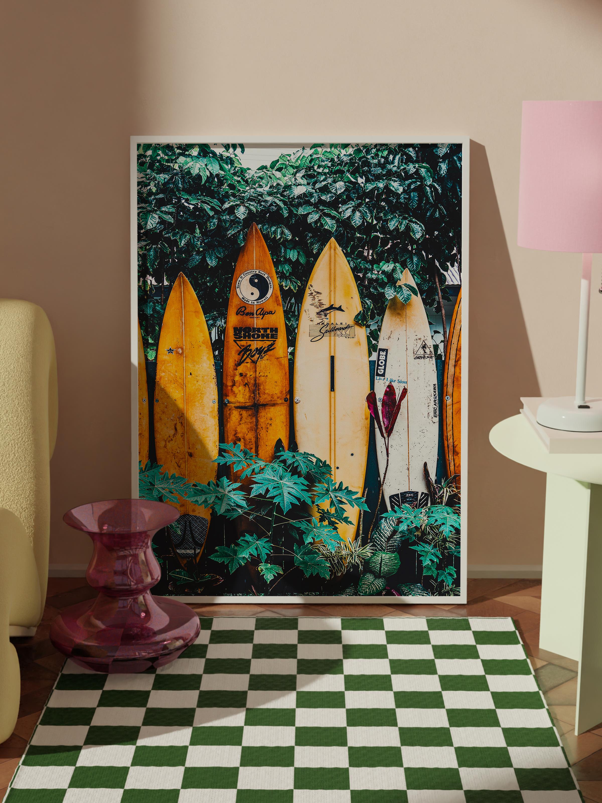 Çerçevesiz Poster, Yaz Temalı Tablo NO:130, Renkli Sörf Tahtaları Fotoğrafı, Renkli Poster, Dikey