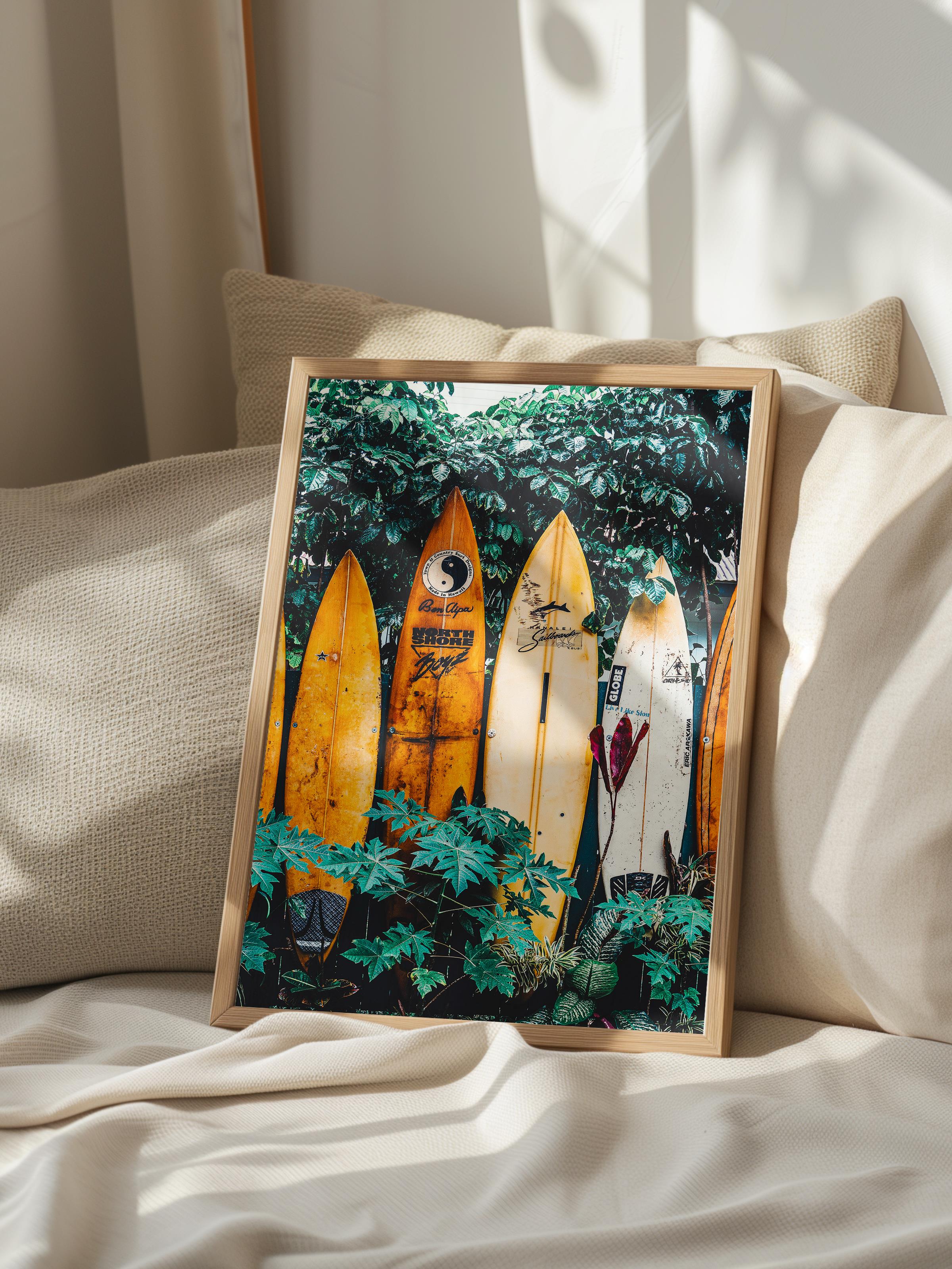 Çerçevesiz Poster, Yaz Temalı Tablo NO:130, Renkli Sörf Tahtaları Fotoğrafı, Renkli Poster, Dikey