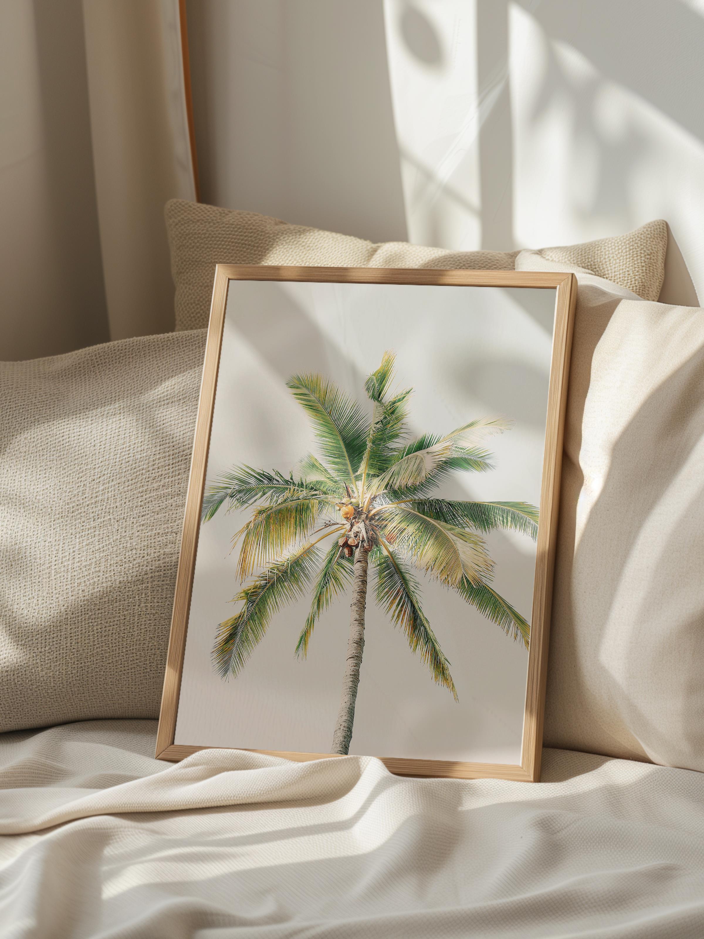 Çerçevesiz Poster, Yaz Temalı Tablo NO:140, Yalnız Palmiye Fotoğrafı, Yeşil Poster, Dikey