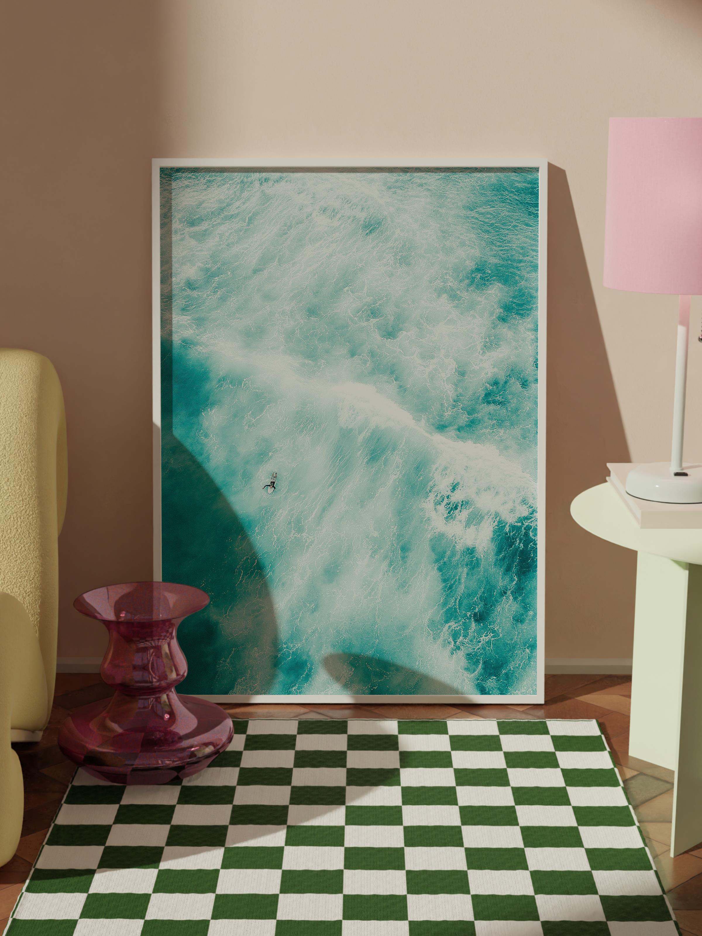 Çerçevesiz Poster, Yaz Temalı Tablo NO:143, Deniz Dalgası Fotoğrafı, Mavi Poster, Dikey
