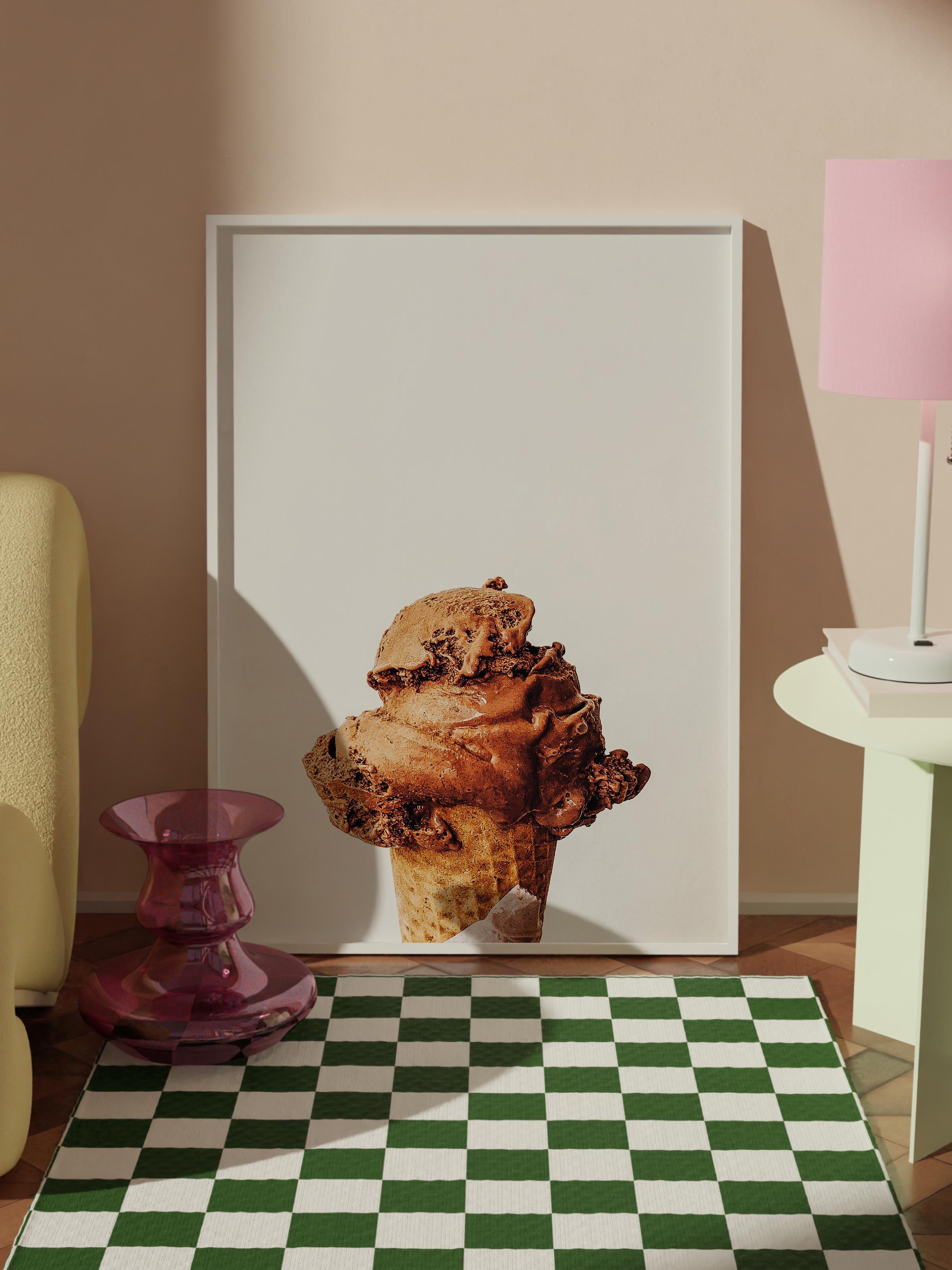 Çerçevesiz Poster, Yaz Temalı Tablo NO:147, Çikolatalı Dondurma Fotoğrafı, Kahverengi Poster, Dikey