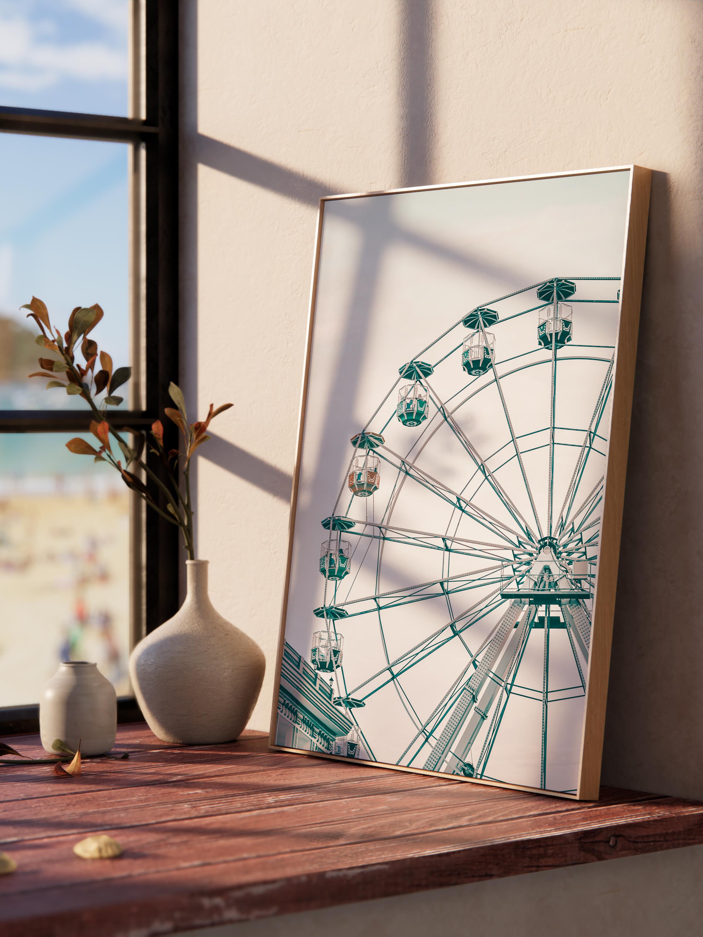 Çerçevesiz Poster, Yaz Temalı Tablo NO:154, Dönme Dolap Fotoğrafı, Beyaz Poster, Dikey