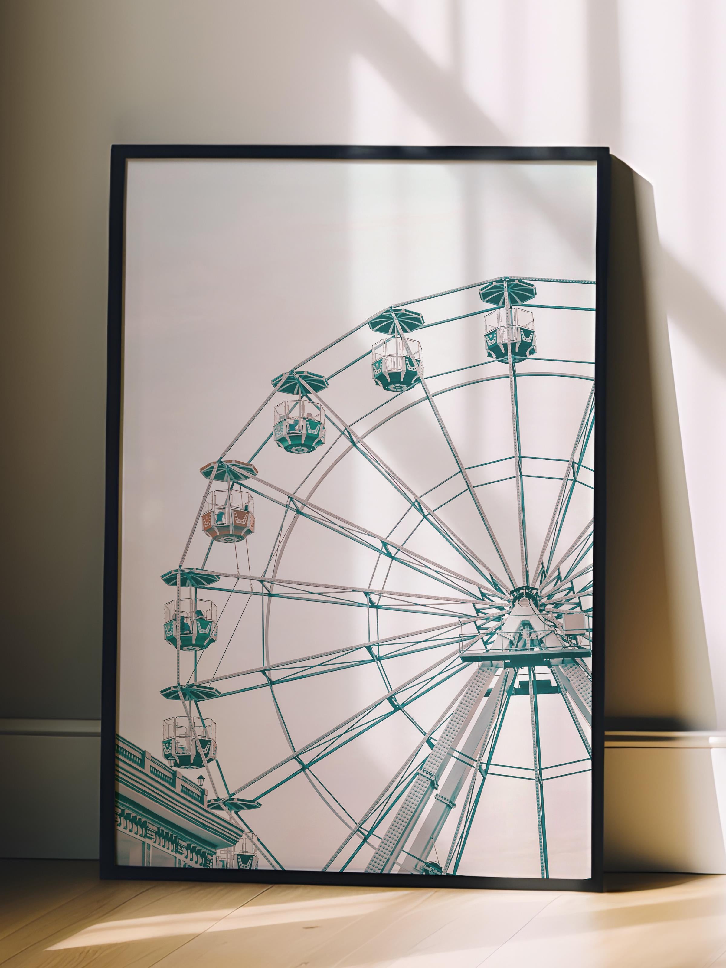 Çerçevesiz Poster, Yaz Temalı Tablo NO:154, Dönme Dolap Fotoğrafı, Beyaz Poster, Dikey