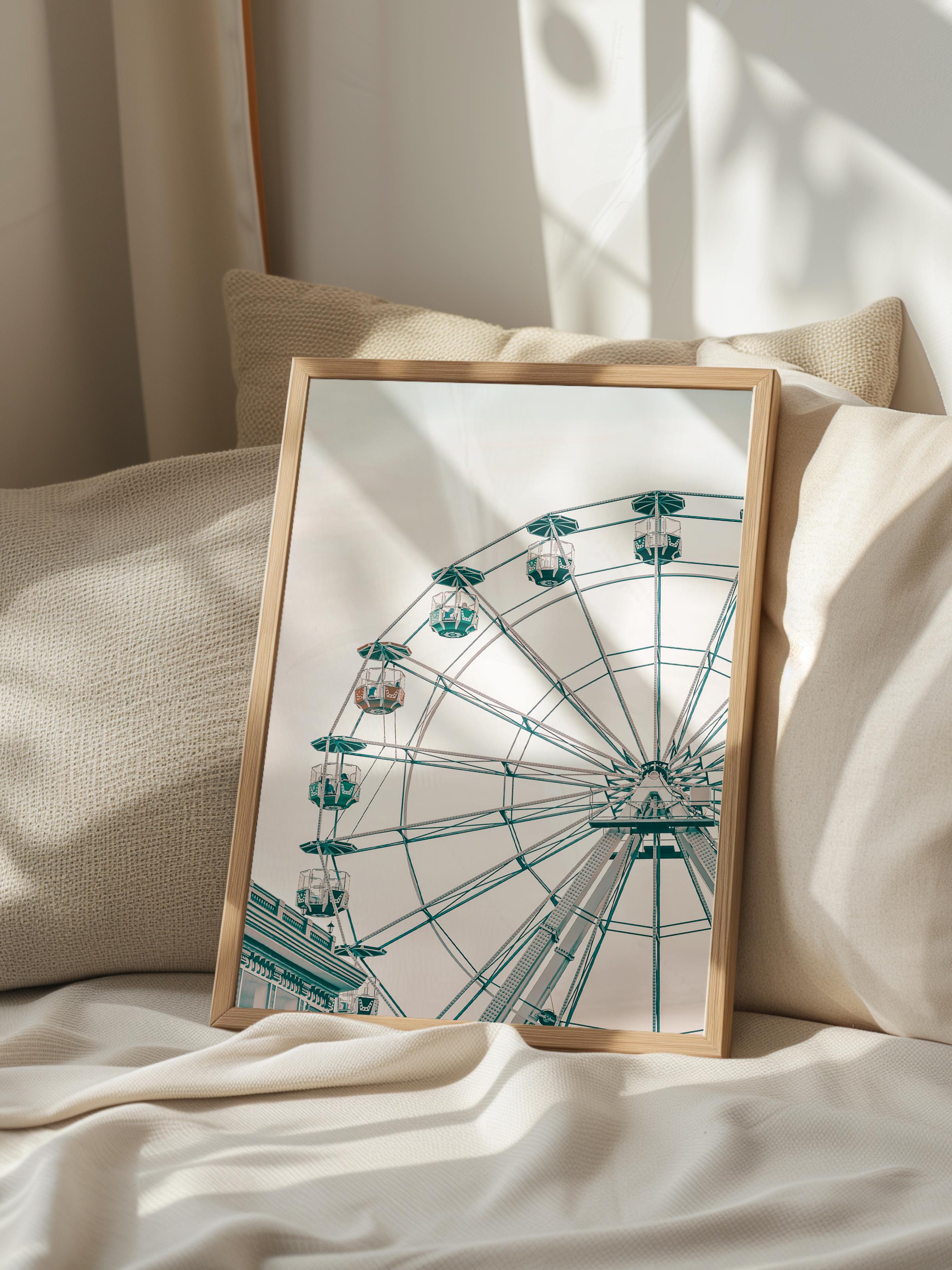 Çerçevesiz Poster, Yaz Temalı Tablo NO:154, Dönme Dolap Fotoğrafı, Beyaz Poster, Dikey