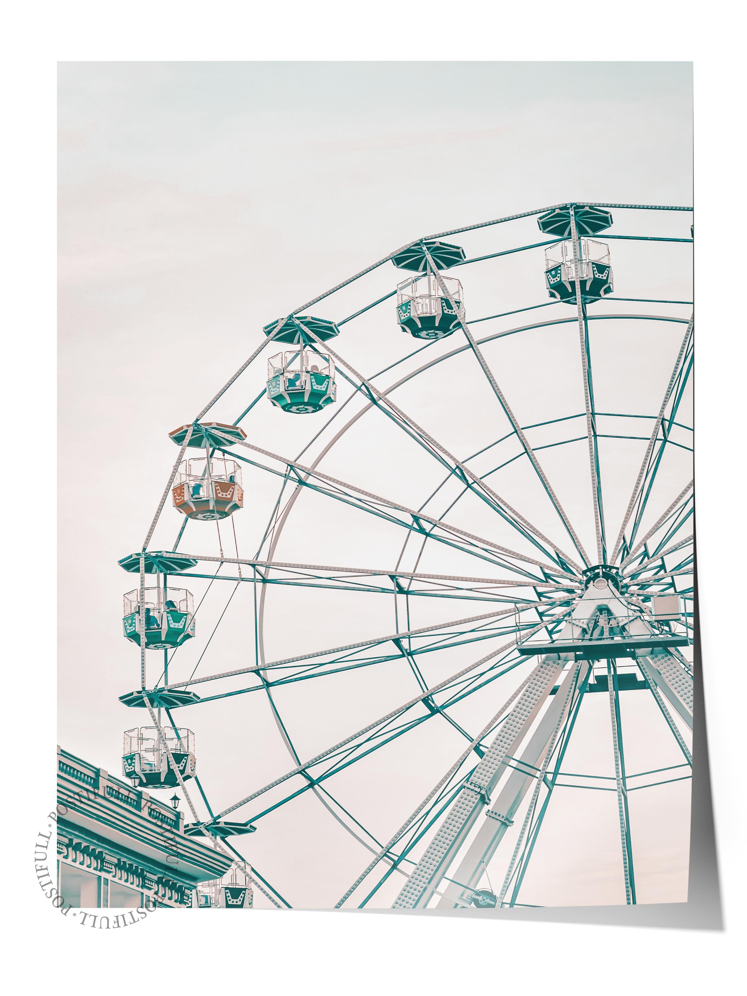 Çerçevesiz Poster, Yaz Temalı Tablo NO:154, Dönme Dolap Fotoğrafı, Beyaz Poster, Dikey