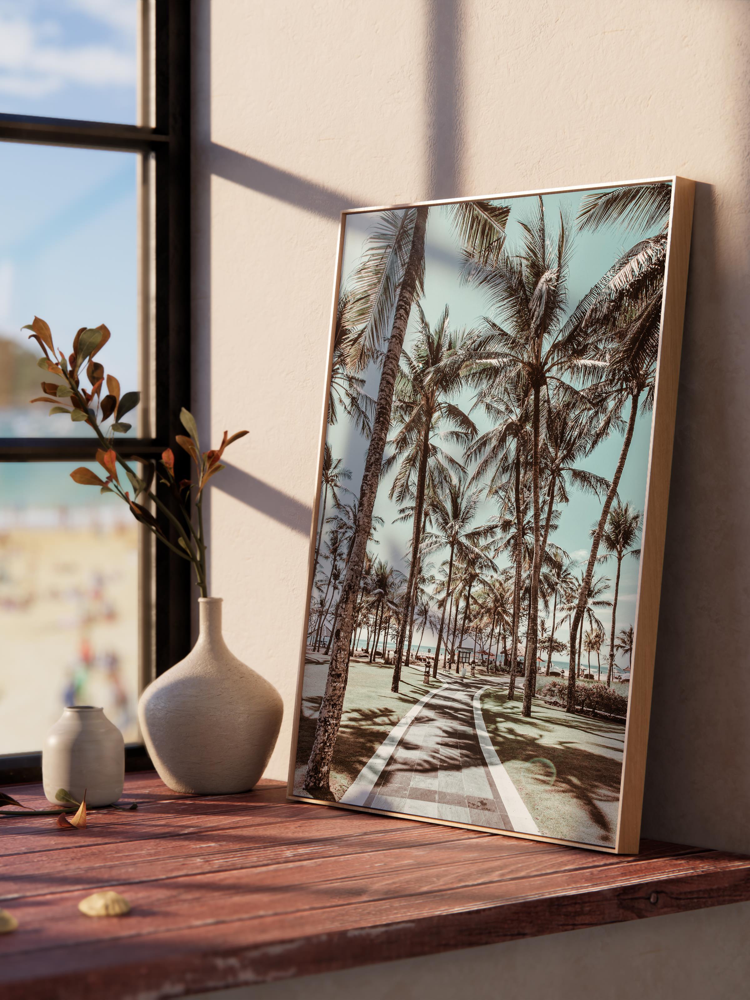 Çerçevesiz Poster, Yaz Temalı Tablo NO:156, Palmiye Ormanı Fotoğrafı, Kahverengi Poster, Dikey