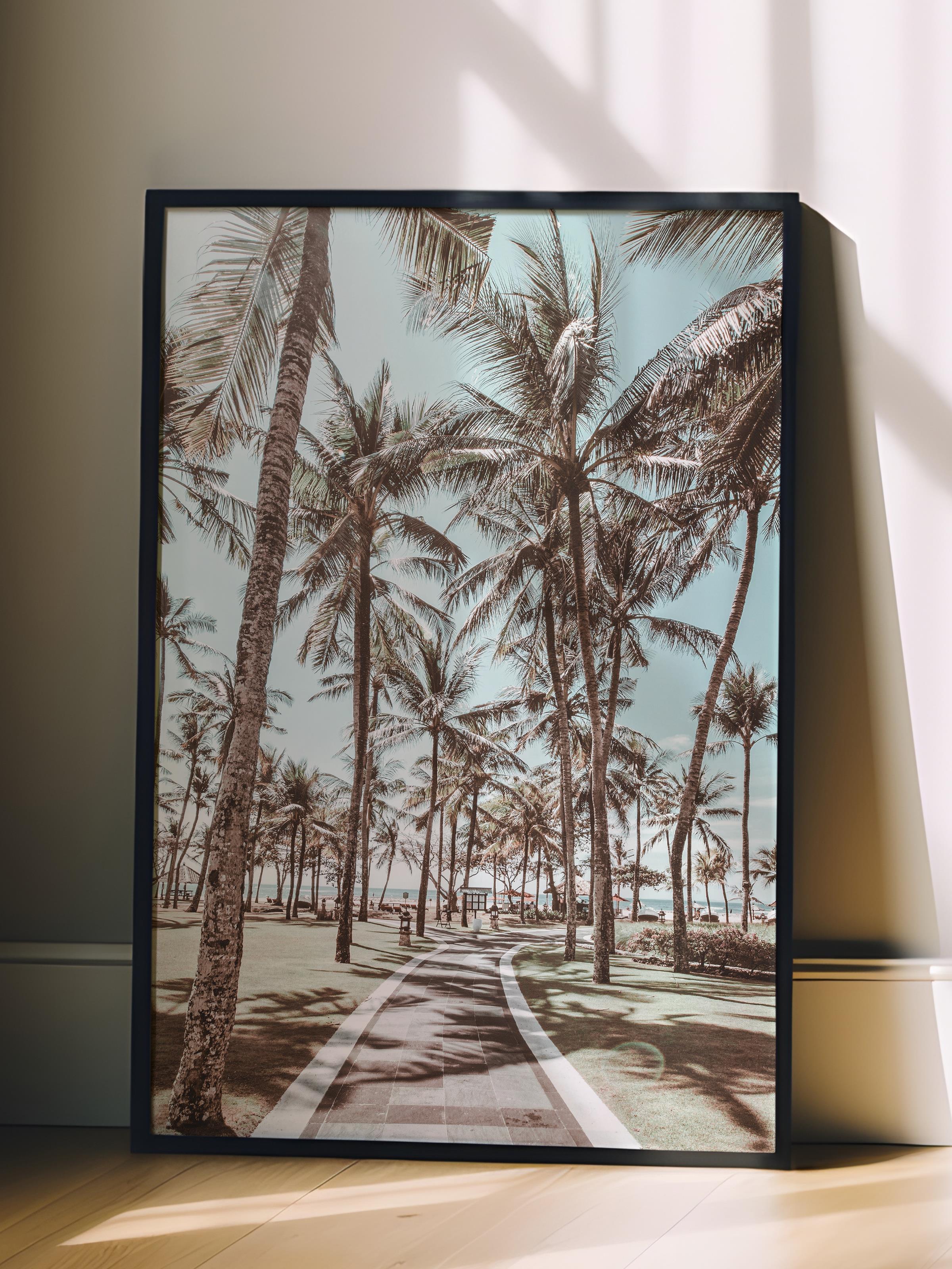 Çerçevesiz Poster, Yaz Temalı Tablo NO:156, Palmiye Ormanı Fotoğrafı, Kahverengi Poster, Dikey