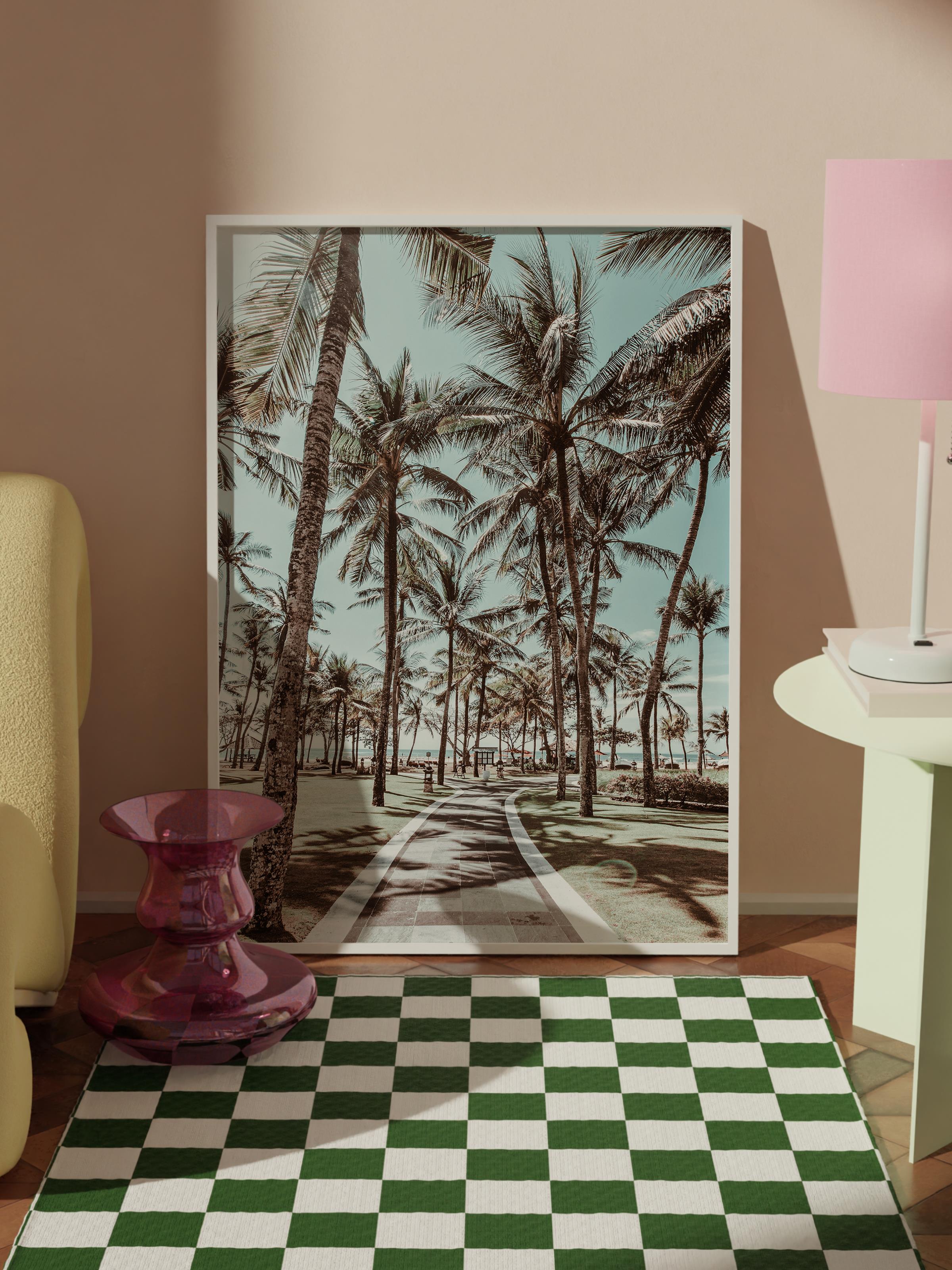 Çerçevesiz Poster, Yaz Temalı Tablo NO:156, Palmiye Ormanı Fotoğrafı, Kahverengi Poster, Dikey