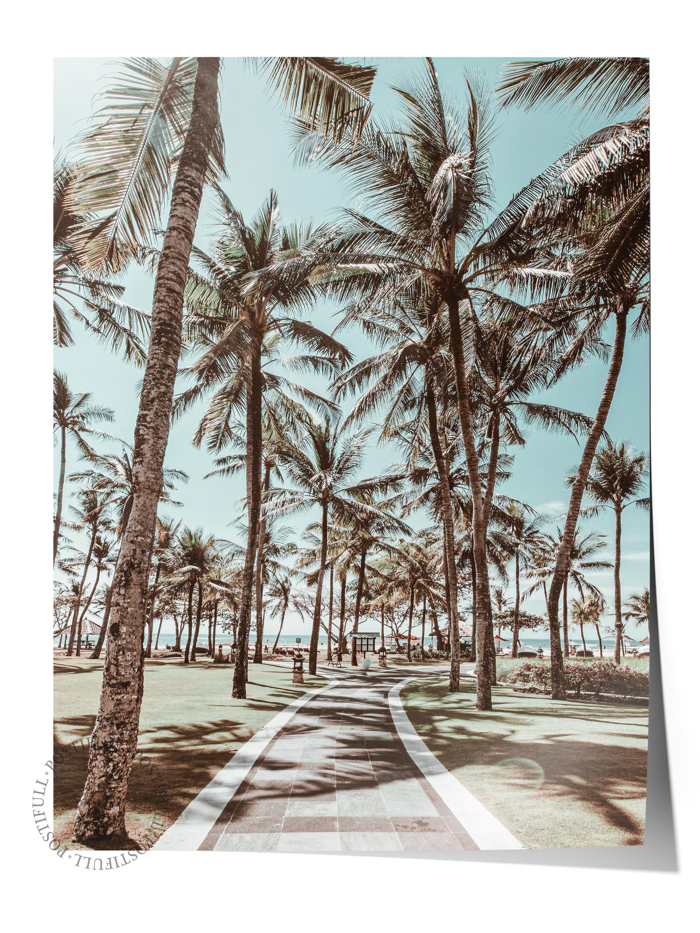 Çerçevesiz Poster, Yaz Temalı Tablo NO:156, Palmiye Ormanı Fotoğrafı, Kahverengi Poster, Dikey