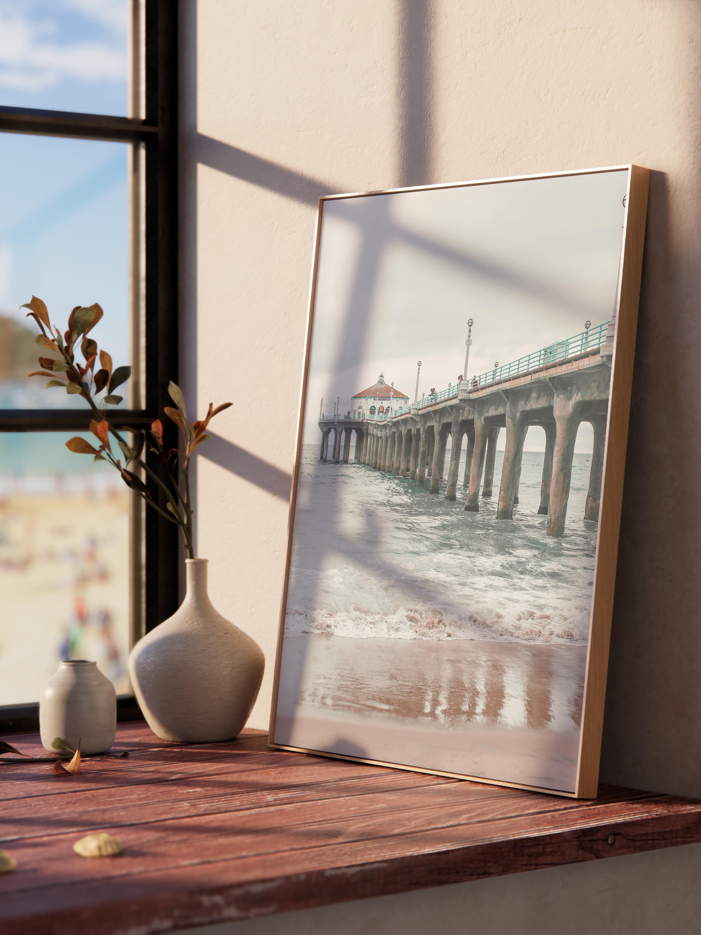 Çerçevesiz Poster, Yaz Temalı Tablo NO:158, İskelenin Yanı Fotoğrafı, Beyaz Poster, Dikey