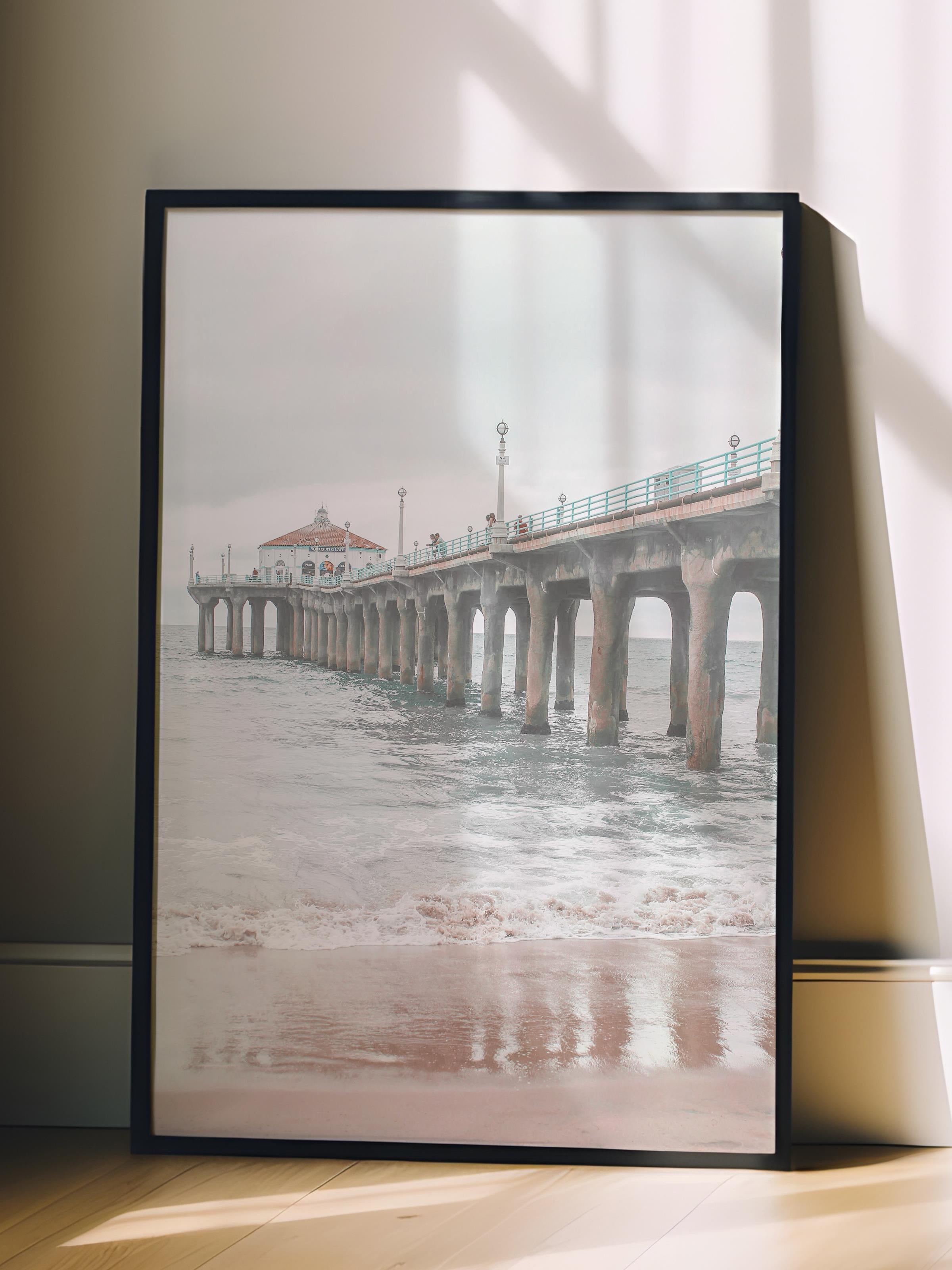 Çerçevesiz Poster, Yaz Temalı Tablo NO:158, İskelenin Yanı Fotoğrafı, Beyaz Poster, Dikey