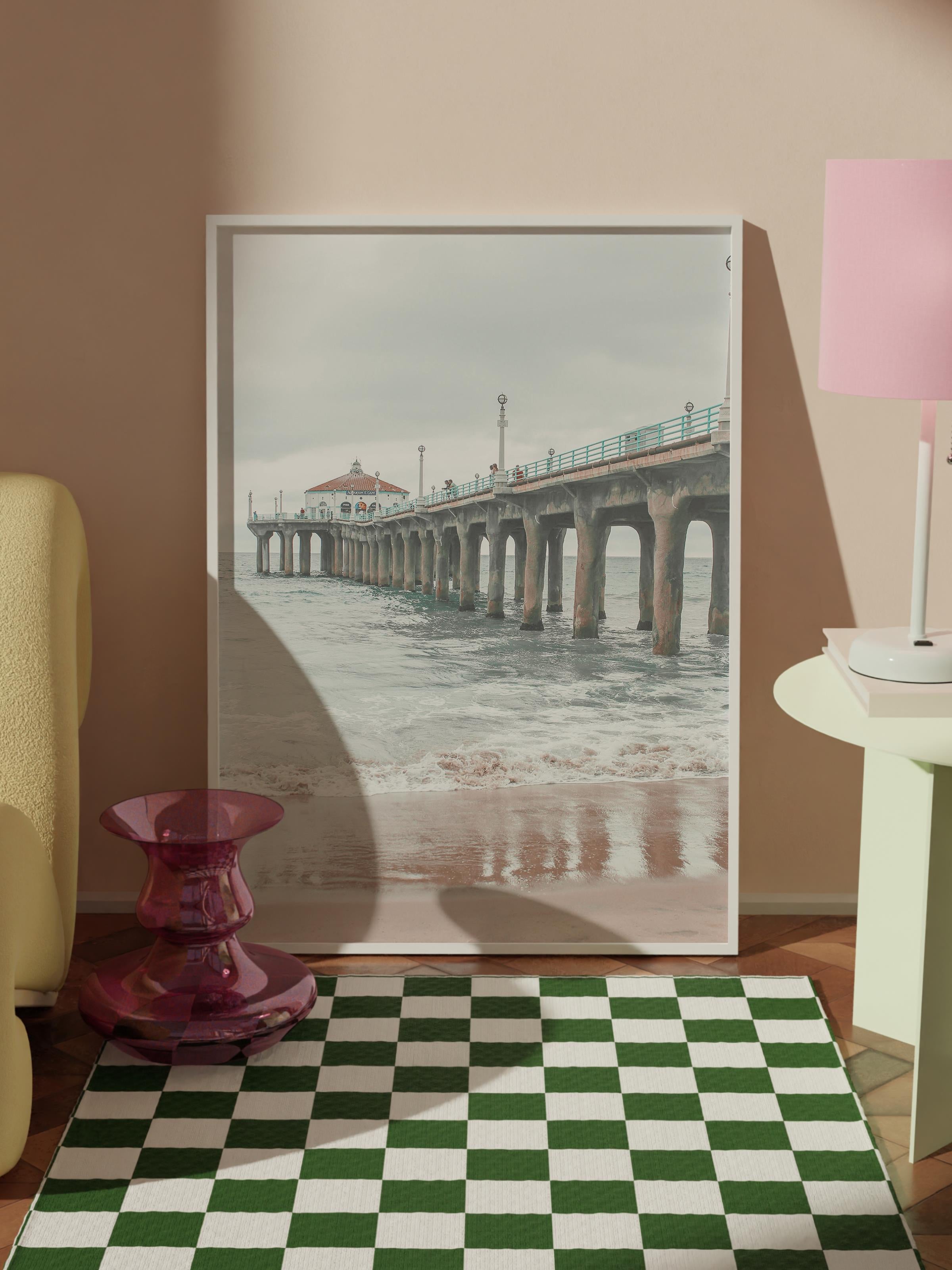 Çerçevesiz Poster, Yaz Temalı Tablo NO:158, İskelenin Yanı Fotoğrafı, Beyaz Poster, Dikey